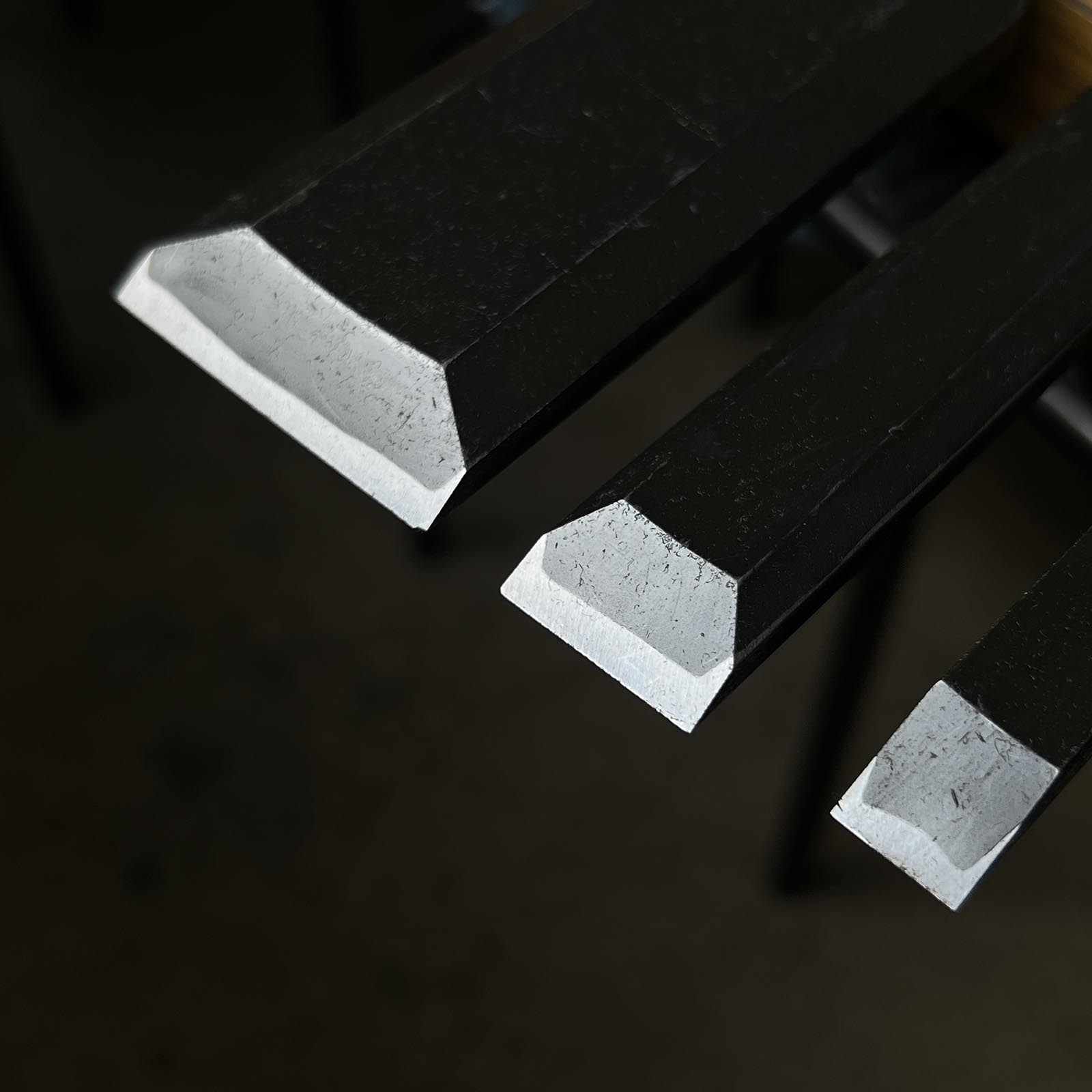 Kanetake Slick Chisels (Anayanomi) by Takahashi Norikazu 高橋典三作 カネ武 穴屋鑿 13.5,24,48mm