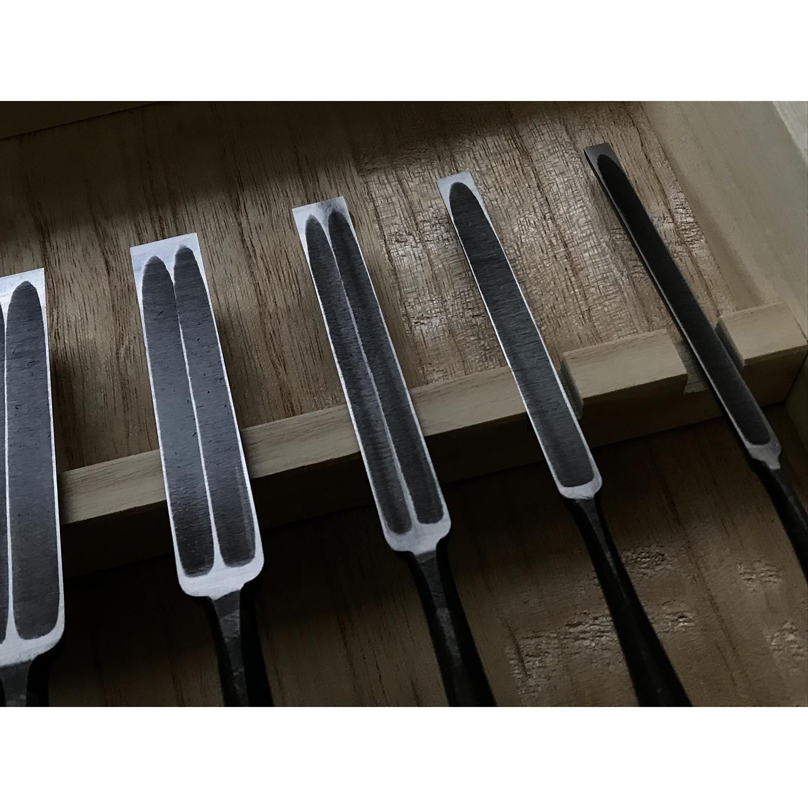 Fujihiro Koumaru Type Paring chisels set by Chuutarou Imai 今井忠太郎作 二治弘 甲丸薄組鑿 Usuinomi #2