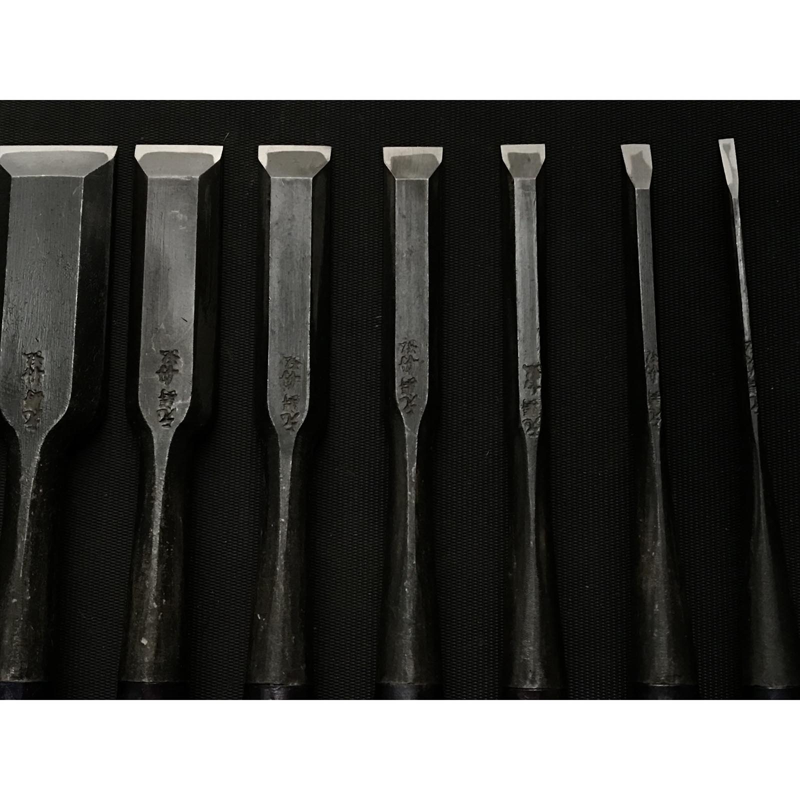 船広 ツゲ柄付鑿セット 元寿舟弘 船津祐司作 追入組鑿 黄楊柄