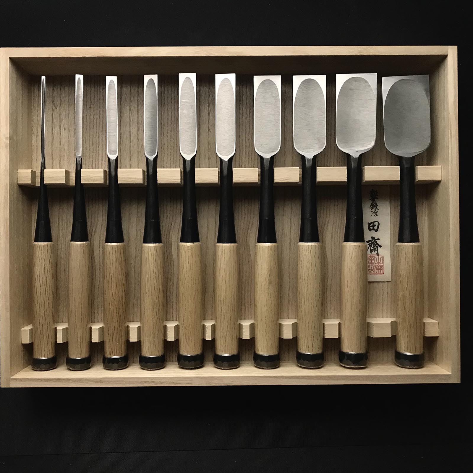 Tasai Shorter Medium Timber chisels set (Chutatakinomi) 田斎 田齋明夫氏 中叩き組鑿 10本組