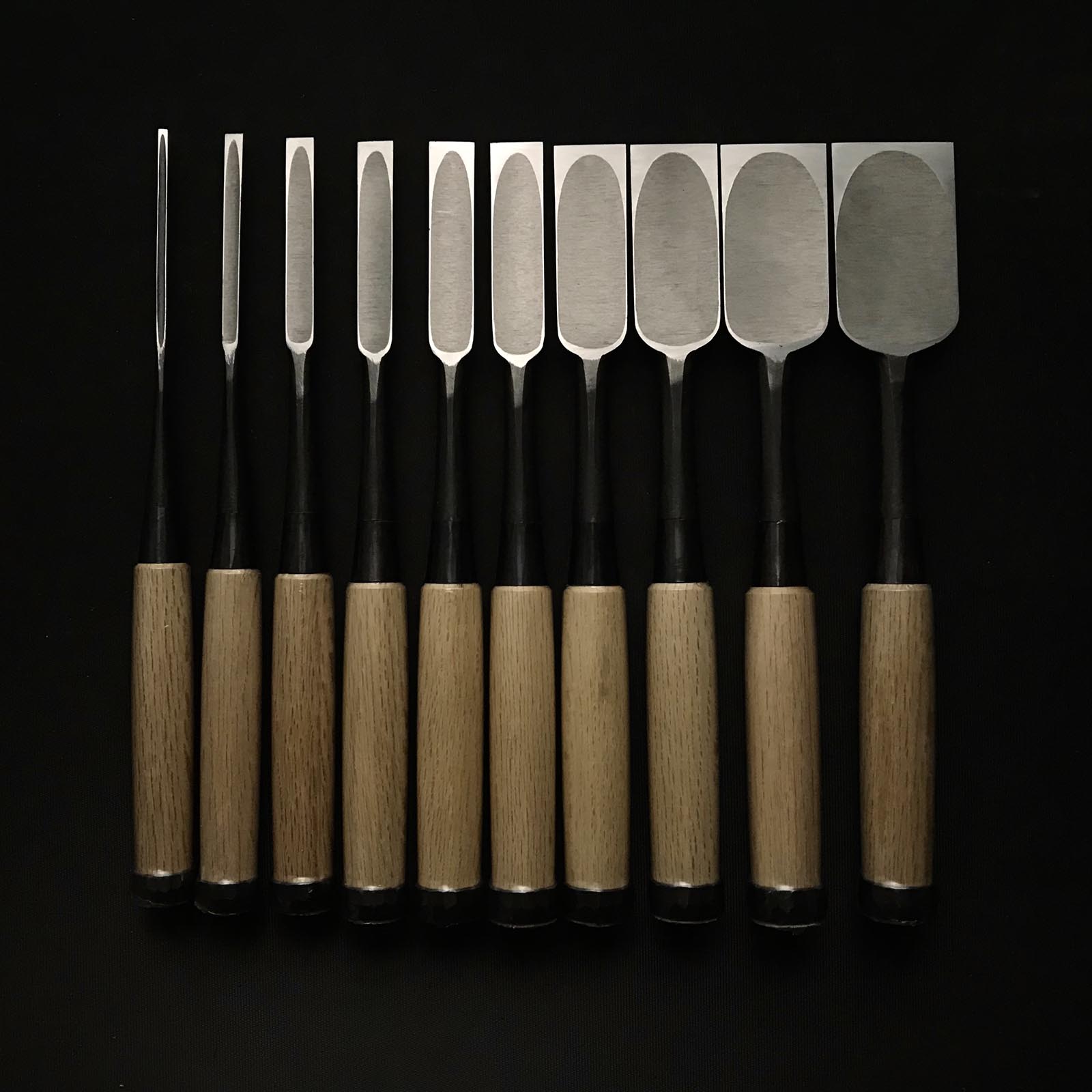 Tasai Shorter Medium Timber chisels set (Chutatakinomi) 田斎 田齋明夫氏 中叩き組鑿 10本組
