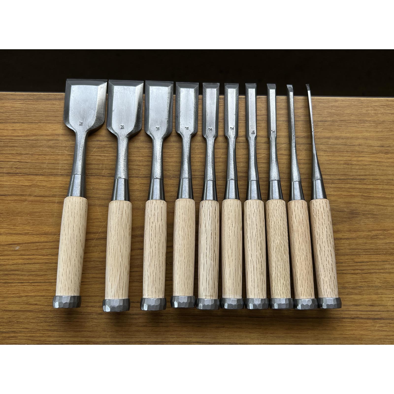 Kanetake File finish Bench chisels set by Takahashi Norikazu 高橋典三作 カネ武 鑢仕上 追入組鑿 Oirenomi