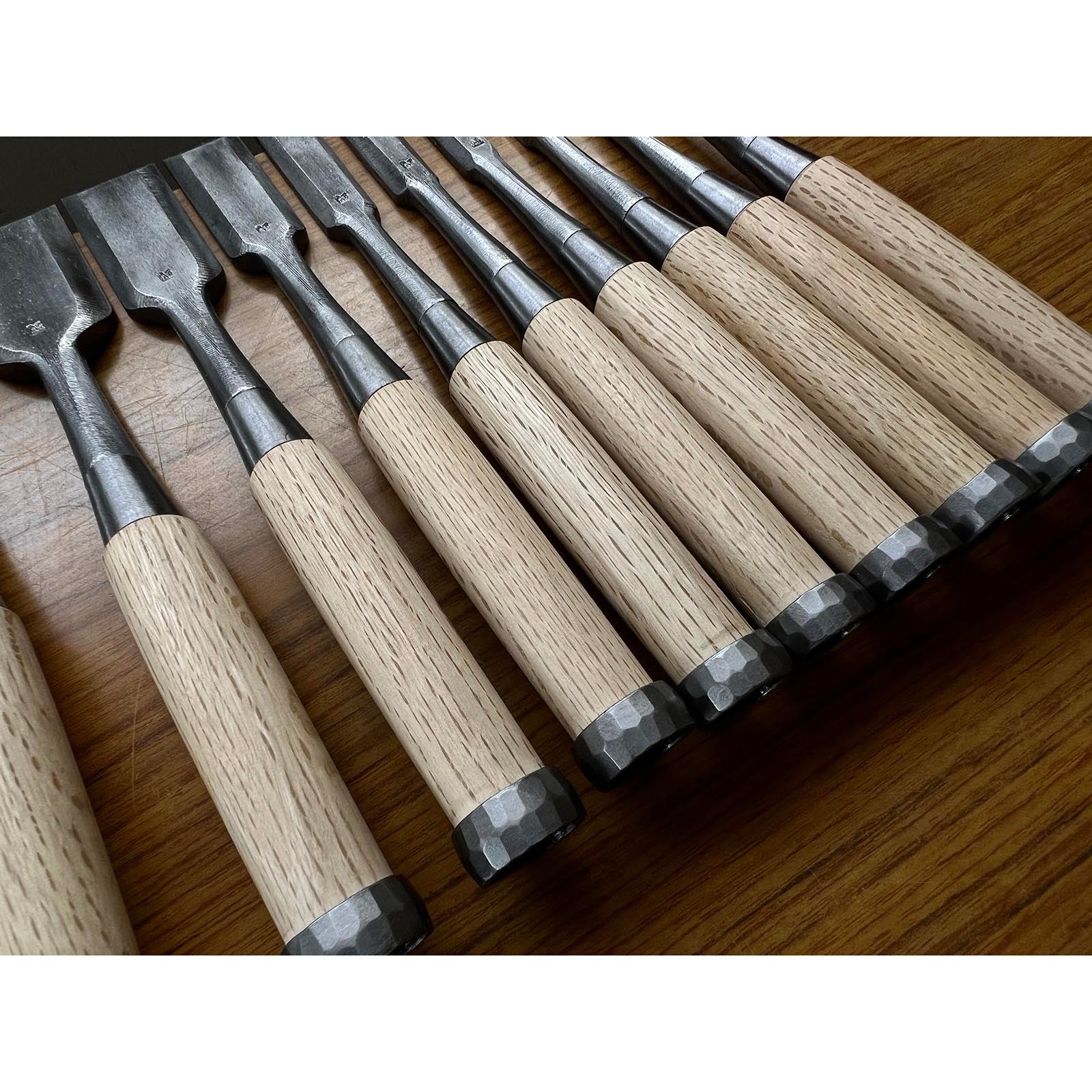 Kanetake File finish Bench chisels set by Takahashi Norikazu 高橋典三作 カネ武 鑢仕上 追入組鑿 Oirenomi
