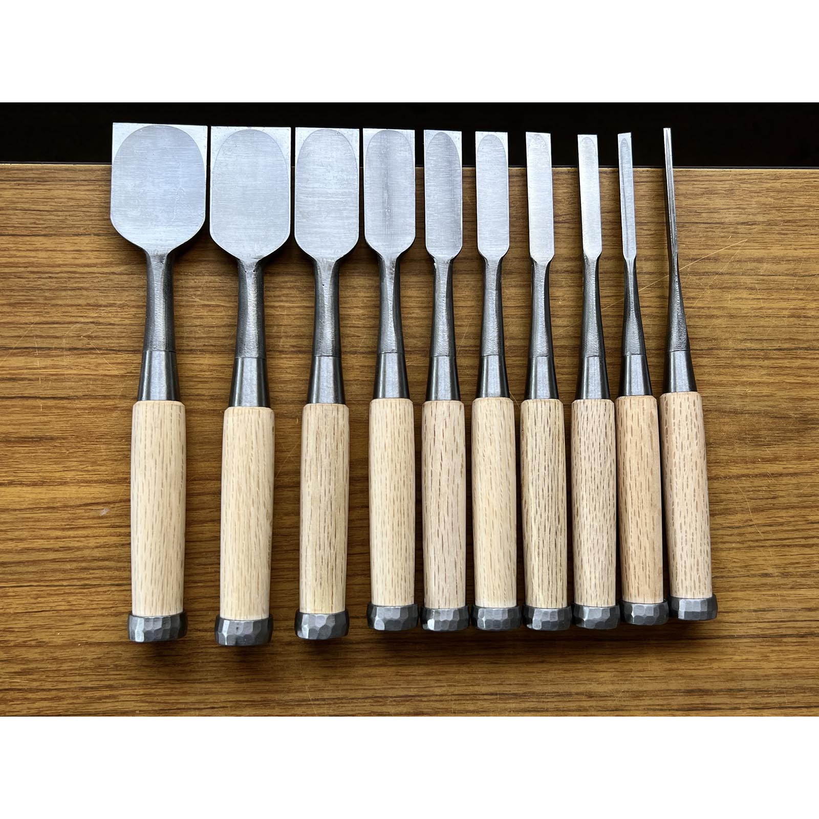 Kanetake File finish Bench chisels set by Takahashi Norikazu 高橋典三作 カネ武 鑢仕上 追入組鑿 Oirenomi