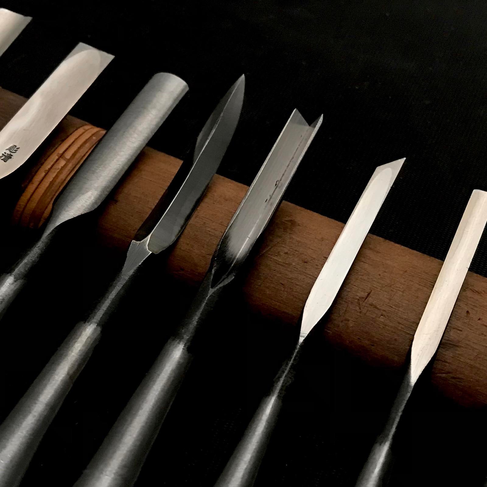 Ken Carving chisels set with Blue steel by Chousei 剣 彫刻刀15本組 彫清作 青紙鋼 Chokokuto