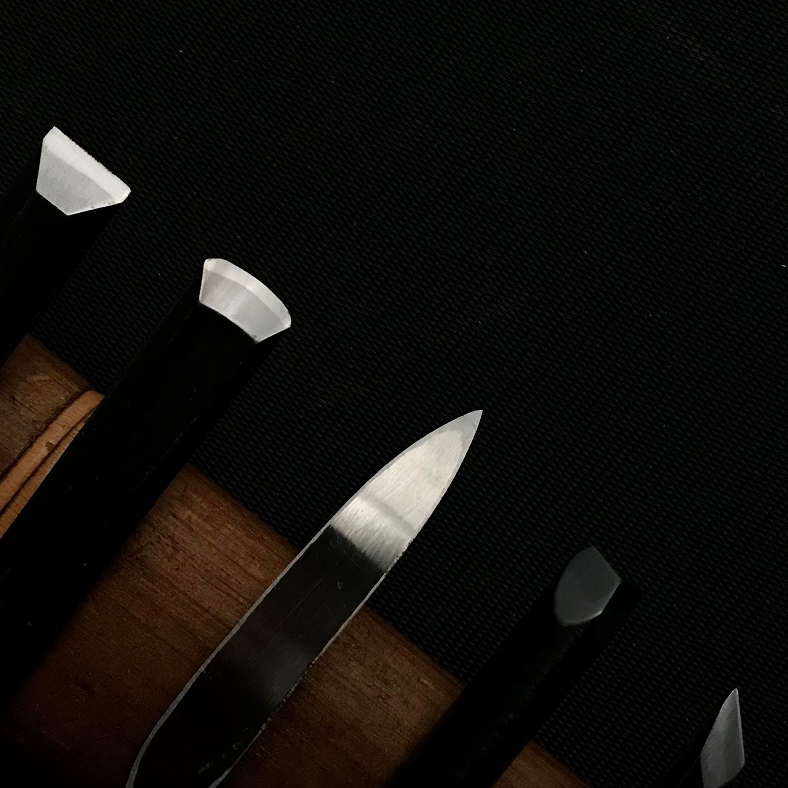 Ken Carving chisels set with Blue steel by Chousei 剣 彫刻刀15本組 彫清作 青紙鋼 Chokokuto
