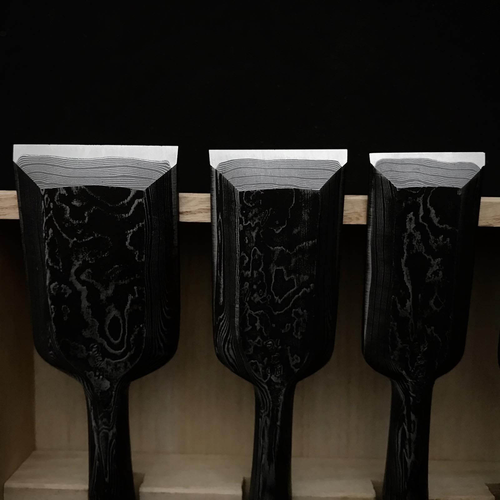 Sukemasa Suminagashi Bench chisels set with White steel 助正 墨流し 追入組鑿 白紙鋼 Oirenomi