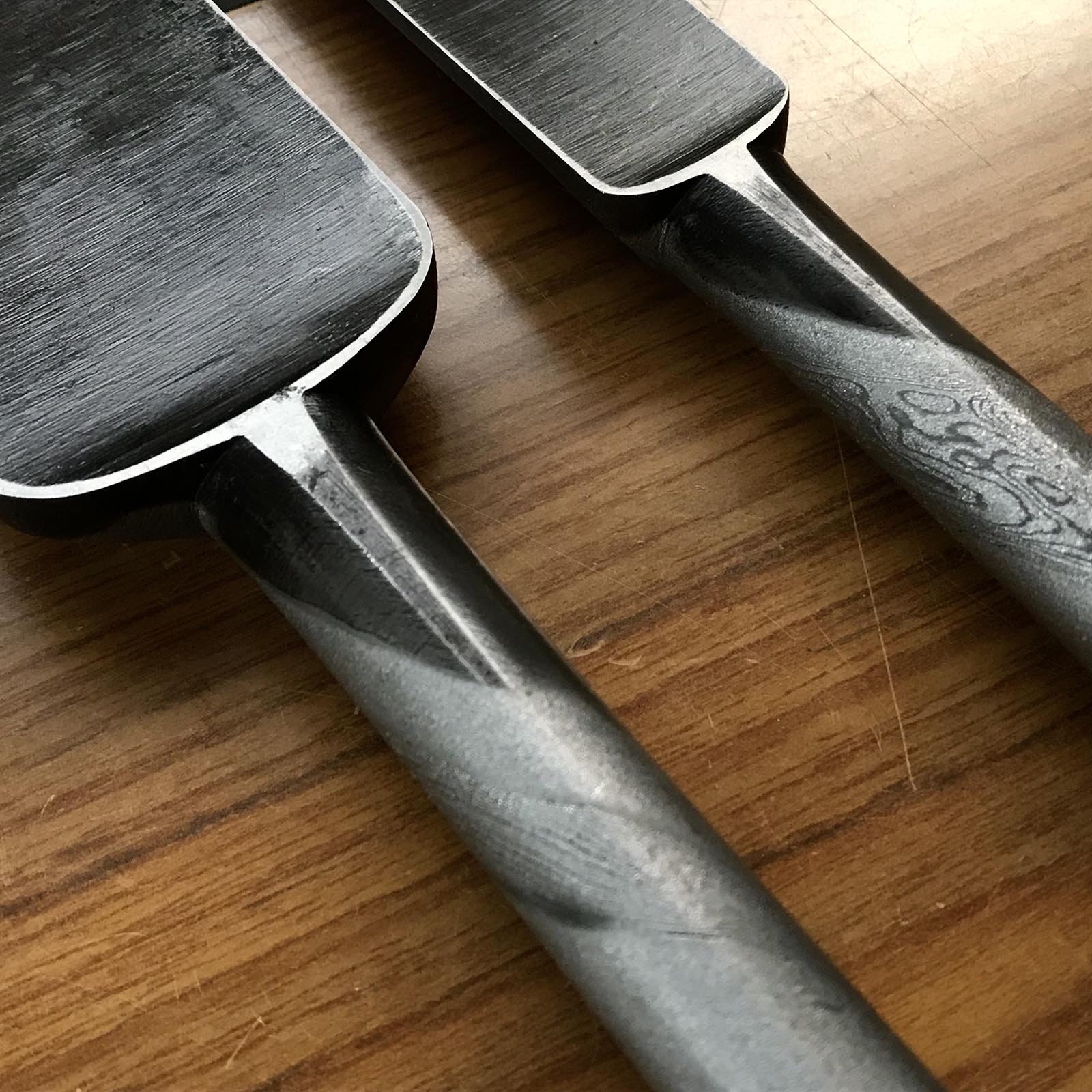 Old stock TOSHIKI Kunikei 3rd Generations Special Slick Chisels set 掘出し物 三代目國慶作 寿樹 墨流し 本突き組鑿 48mm 24mm