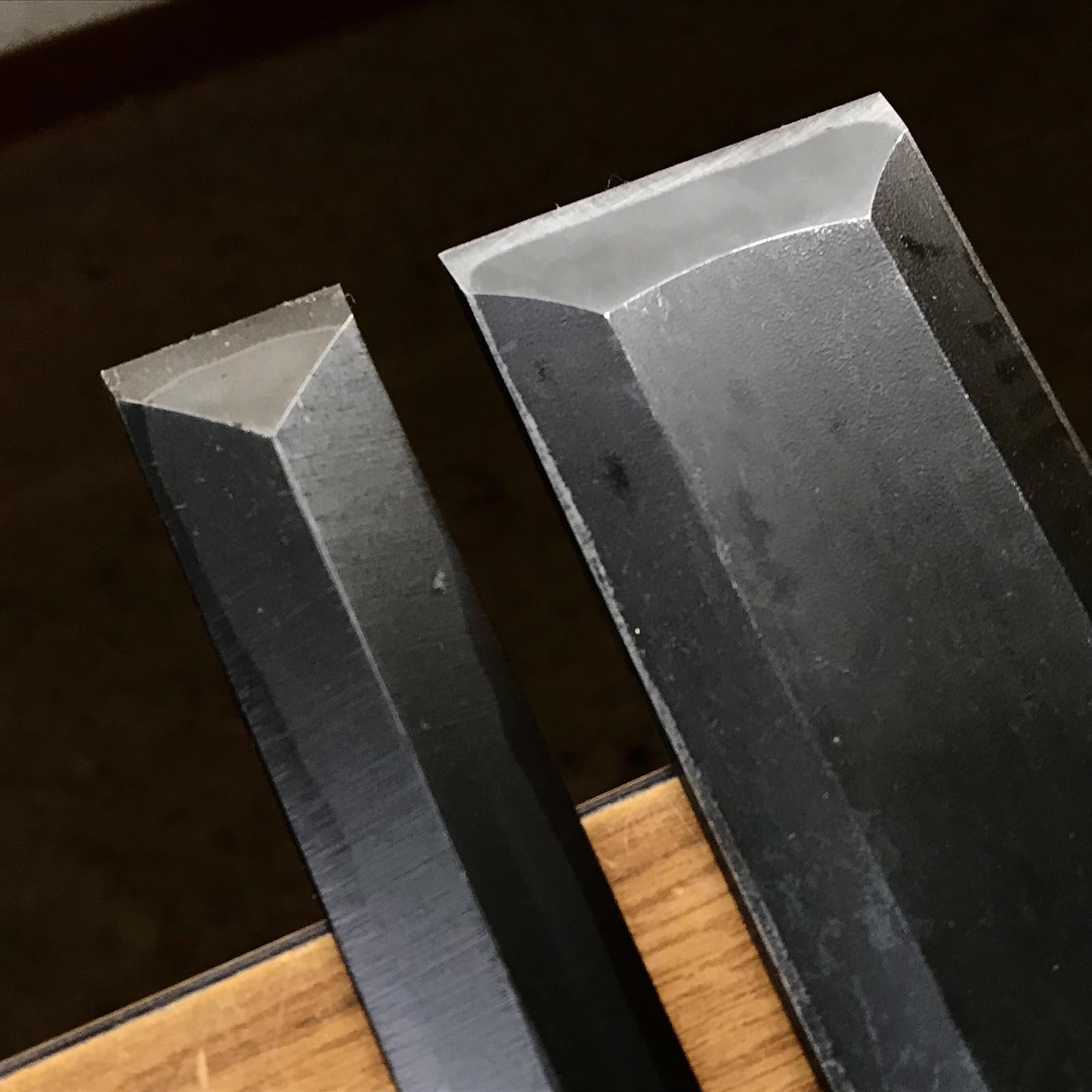 Old stock Koshihide Slick Chisels set with white steel 掘出し物 越秀 本突き組鑿 48,24mm Ootsuki-nomi, Hontsuki-Nomi