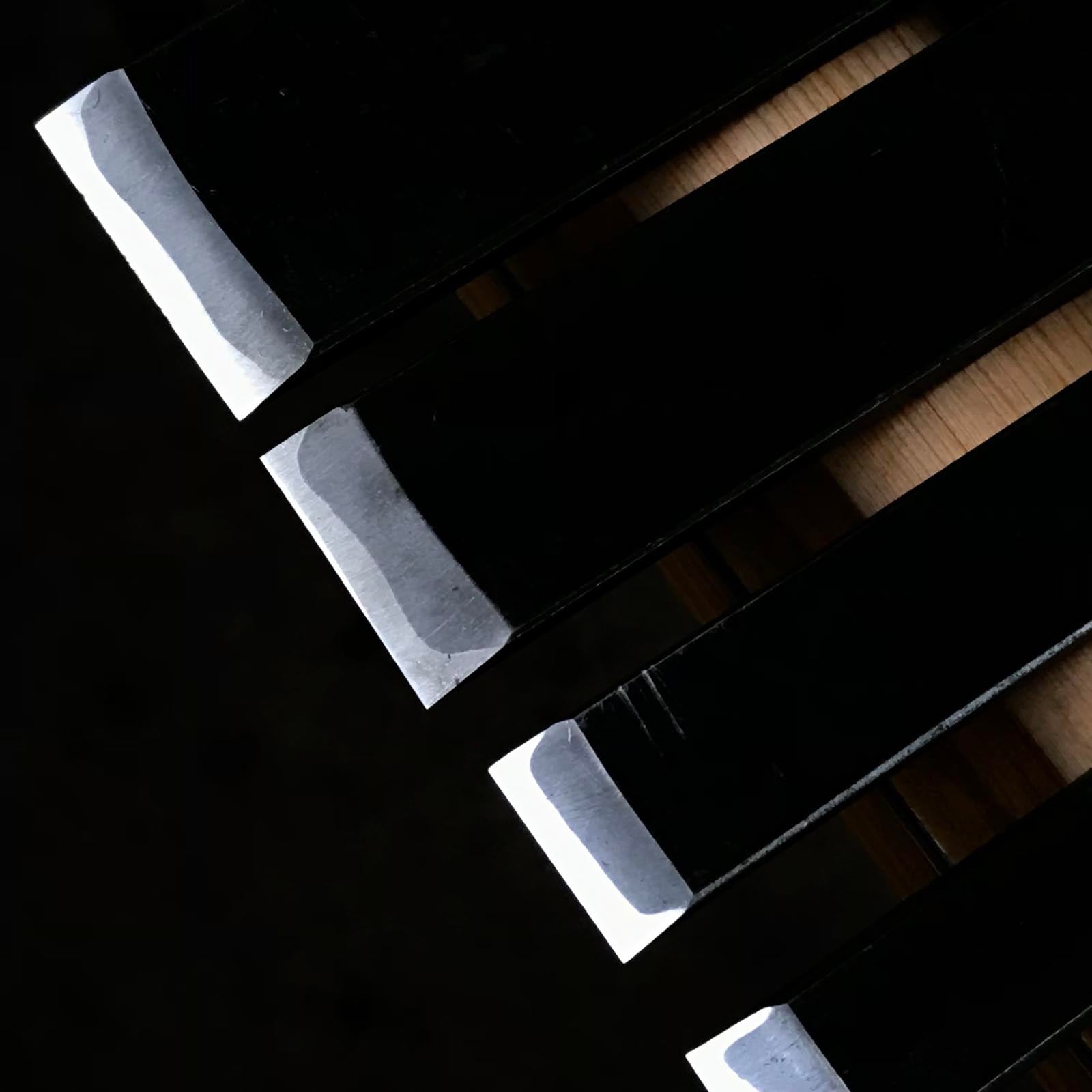 Old stock Hidemasa Paring chisels set 掘出し物 秀正 紫檀柄 薄鑿6本組 Usunomi