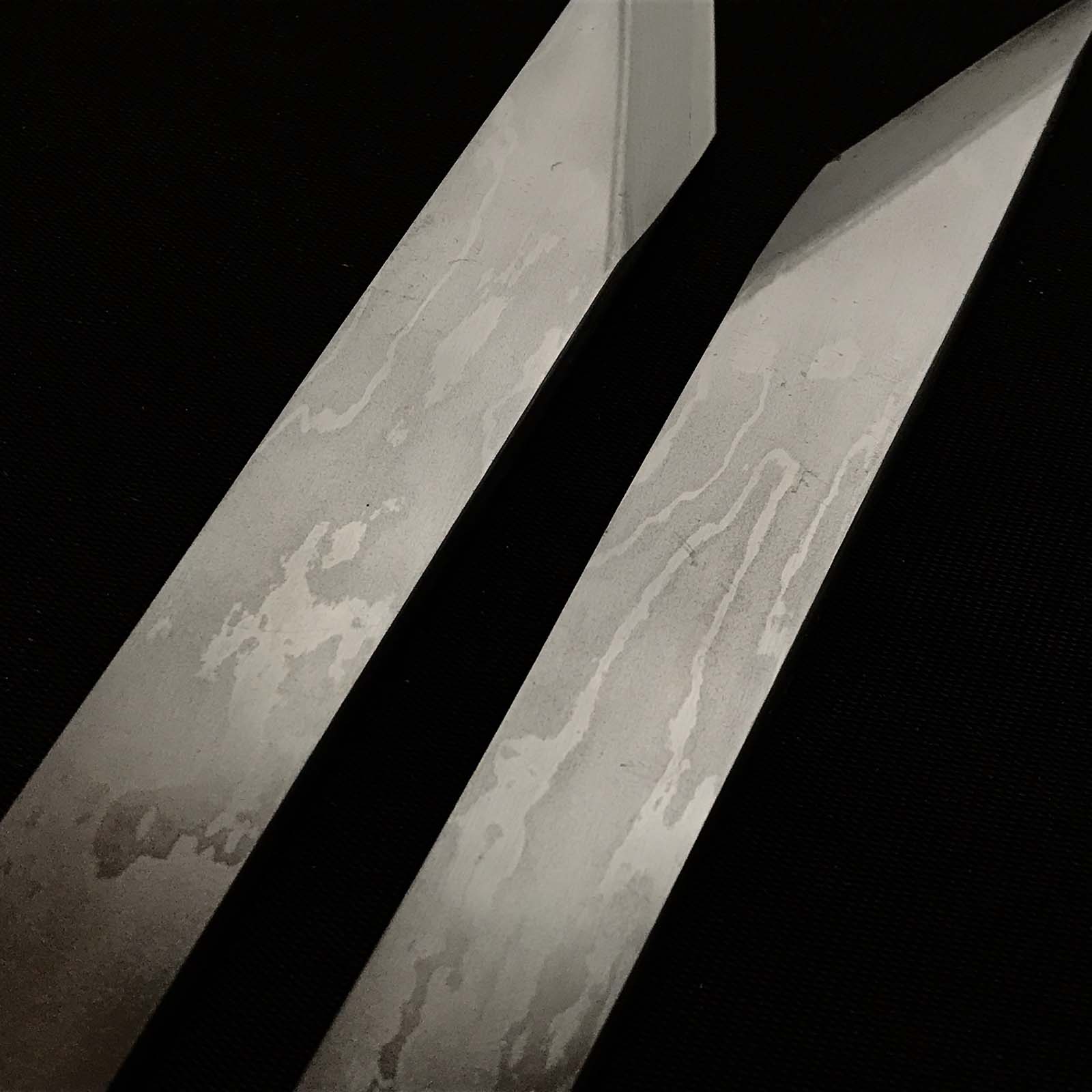 Hirotsugu Damascus Kiridashi knife by Miki city smith 廣貢 墨流し 切出し小刀 21mm