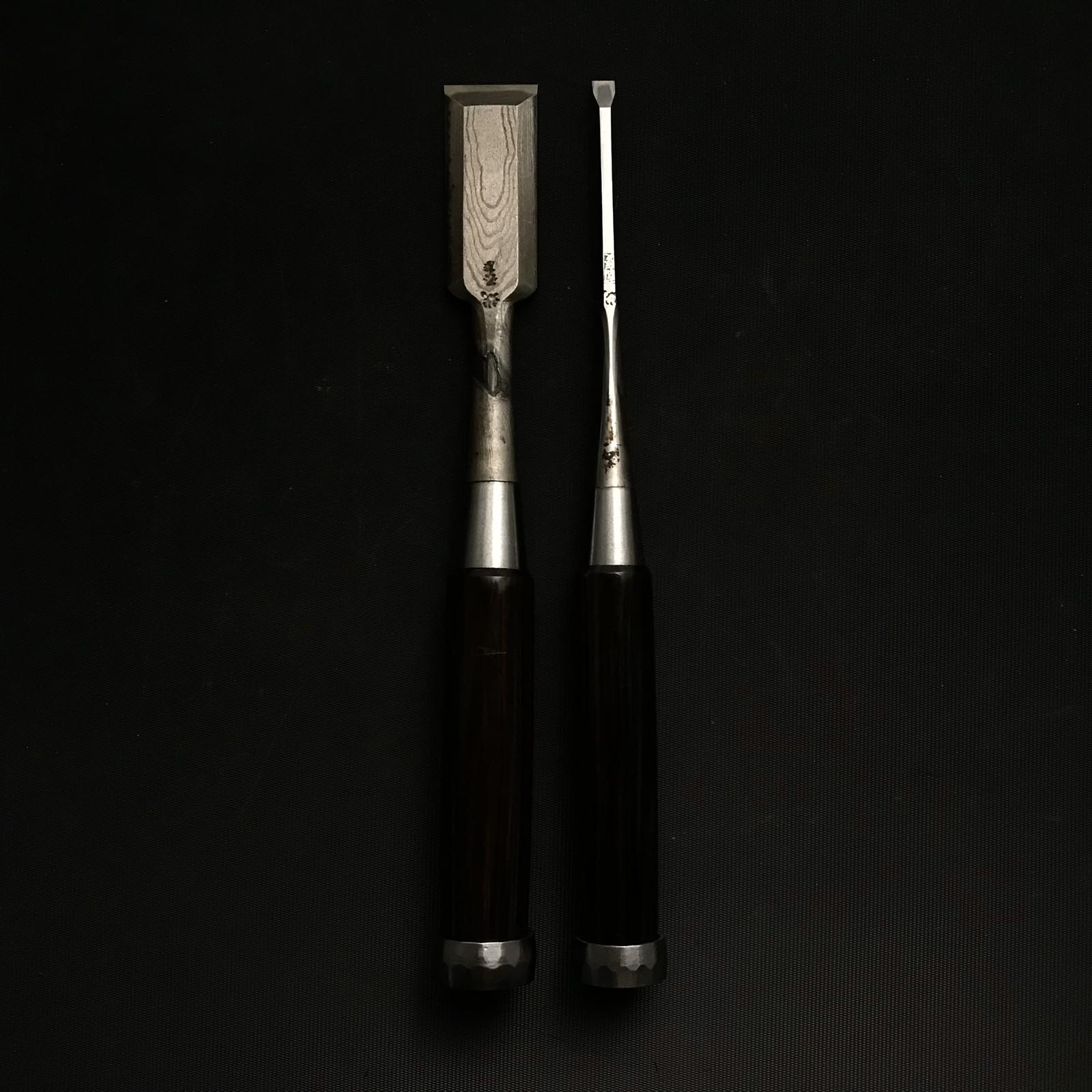 Old stock Kunikei 3rd Generation Early works Bench chisels 掘出し物 池田慶郎氏 三代目国慶作 早期作品 墨流し 追入鑿 24mm 6mm