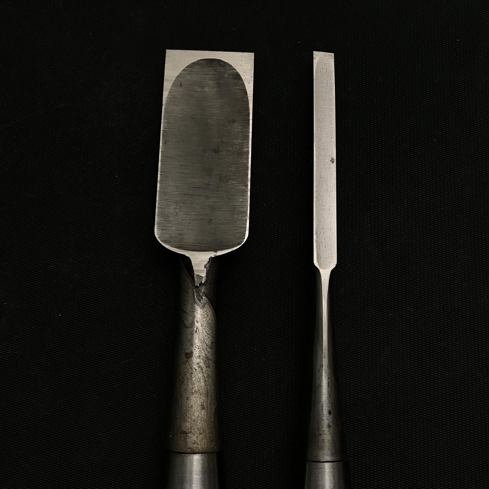 Old stock Kunikei 3rd Generation Early works Bench chisels 掘出し物 池田慶郎氏 三代目国慶作 早期作品 墨流し 追入鑿 24mm 6mm