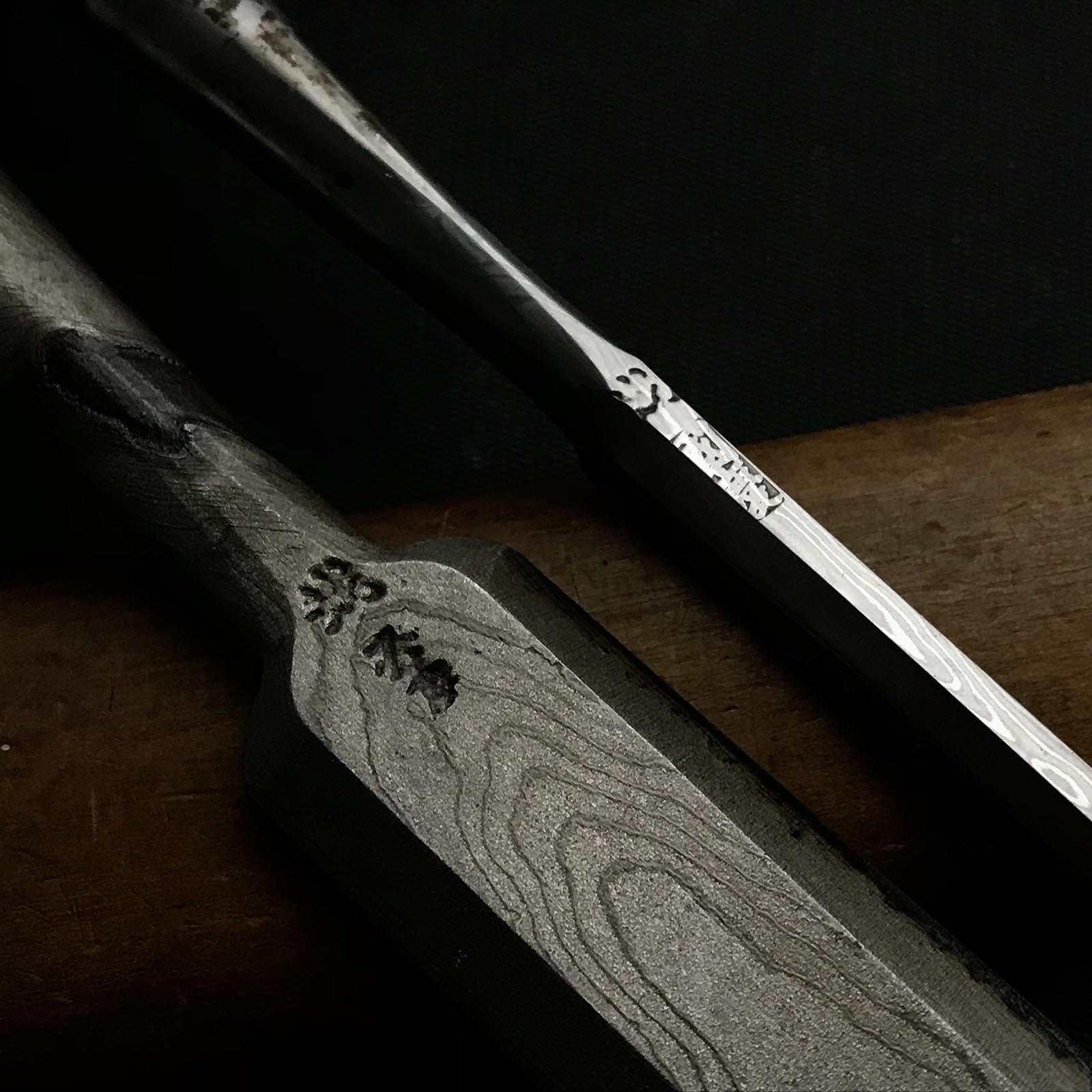 Old stock Kunikei 3rd Generation Early works Bench chisels 掘出し物 池田慶郎氏 三代目国慶作 早期作品 墨流し 追入鑿 24mm 6mm