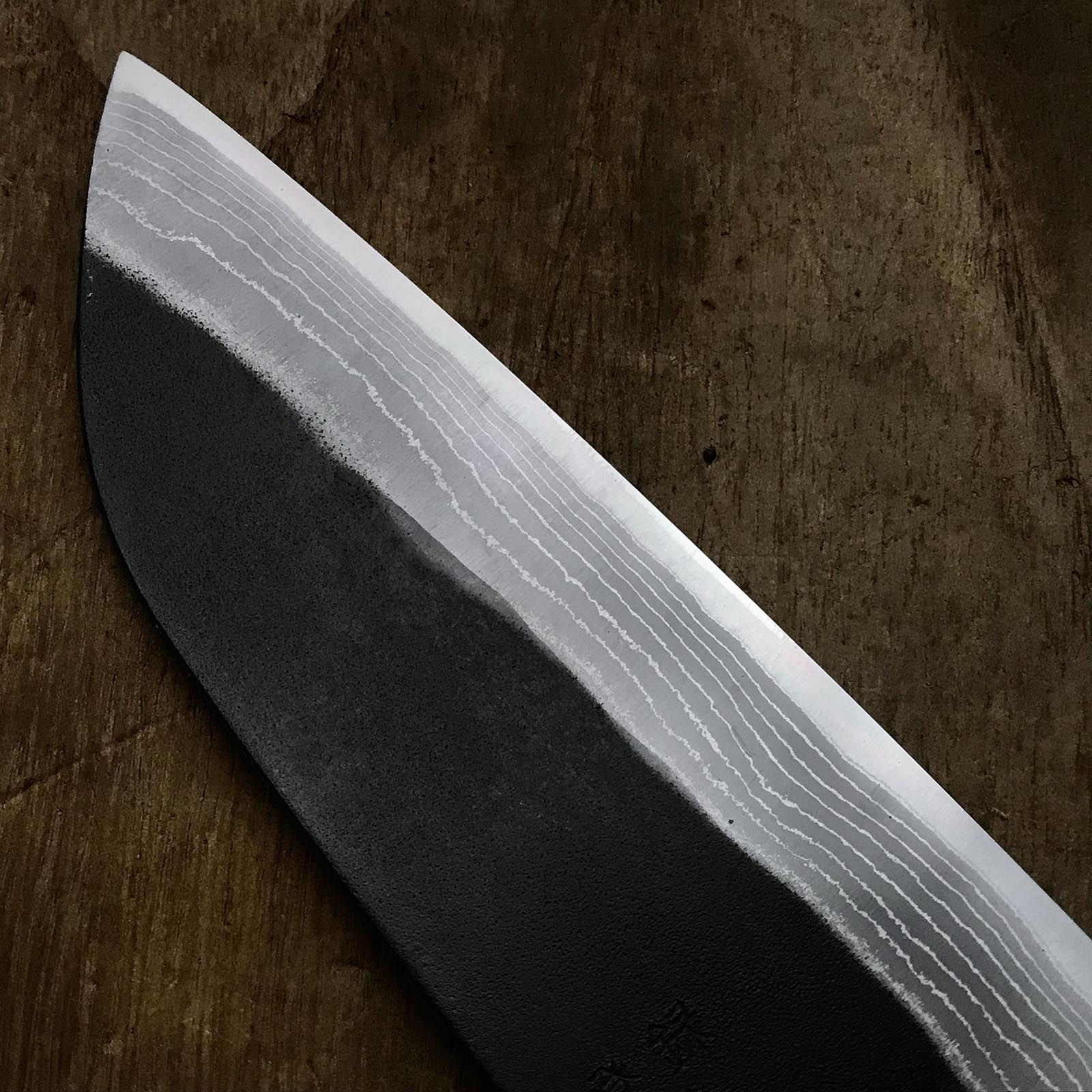 かじ兵衛 青紙鋼 墨流し 三徳包丁 165mm