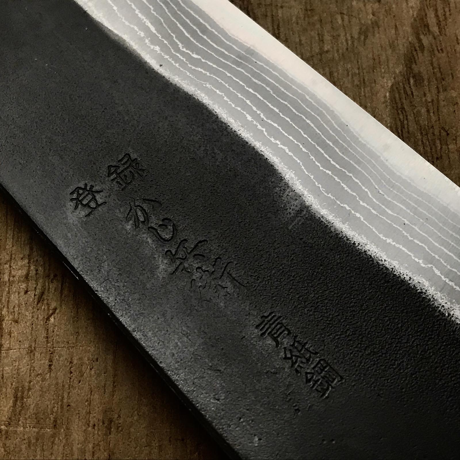 かじ兵衛 青紙鋼 墨流し 三徳包丁 165mm