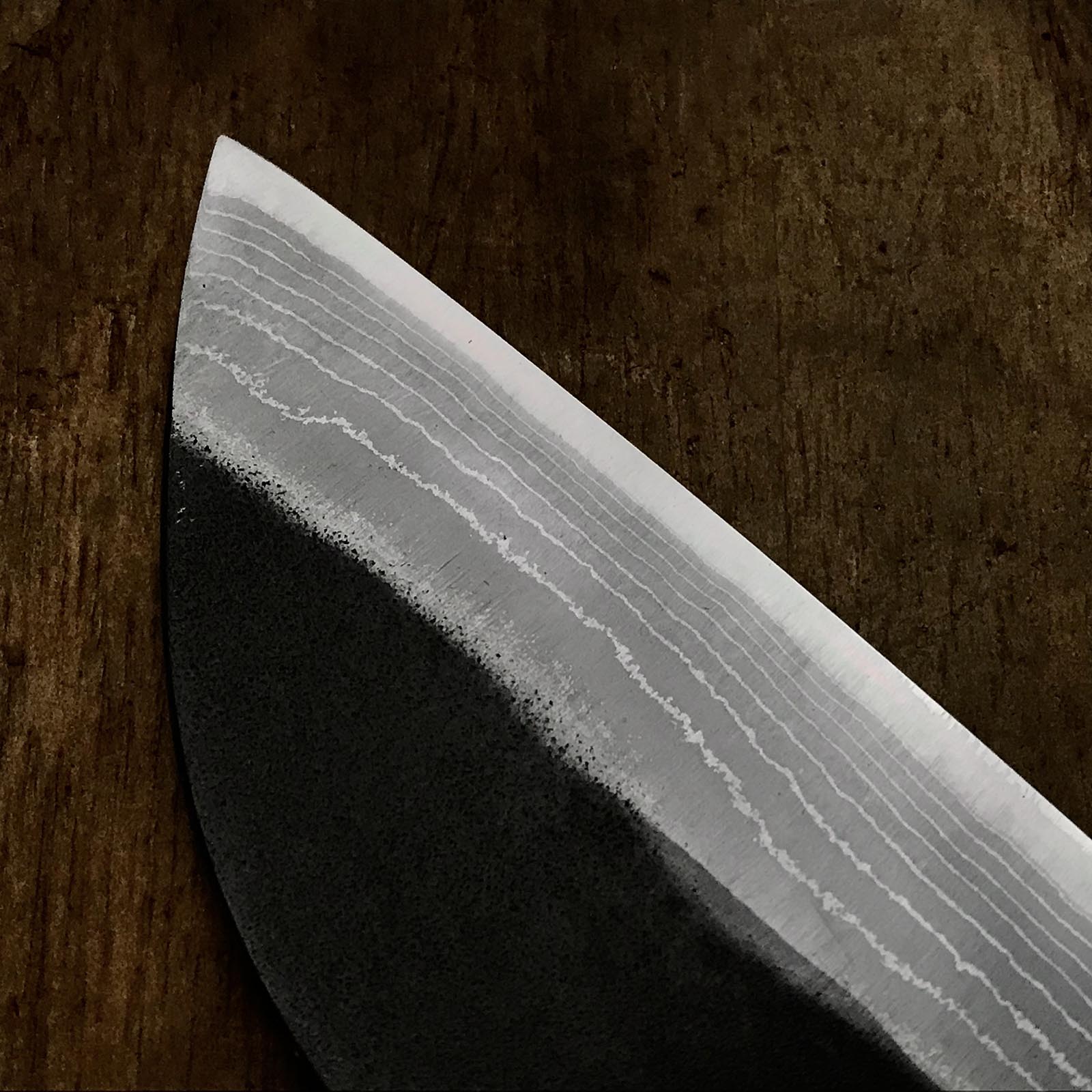 かじ兵衛 青紙鋼 墨流し 三徳包丁 165mm