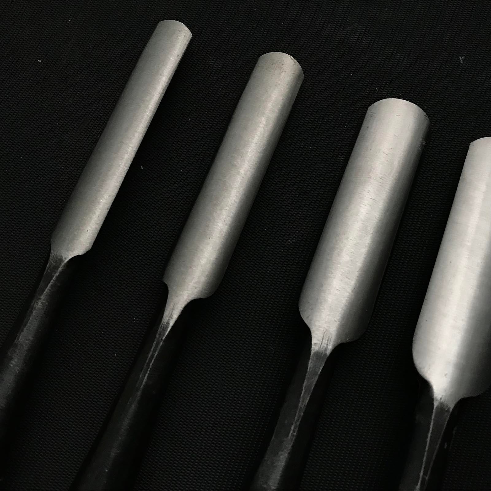 Old stock Nobukuni Soto maru chisels set with white steel 掘出し物 信國 外丸組鑿 5本組 Sotomarunomi