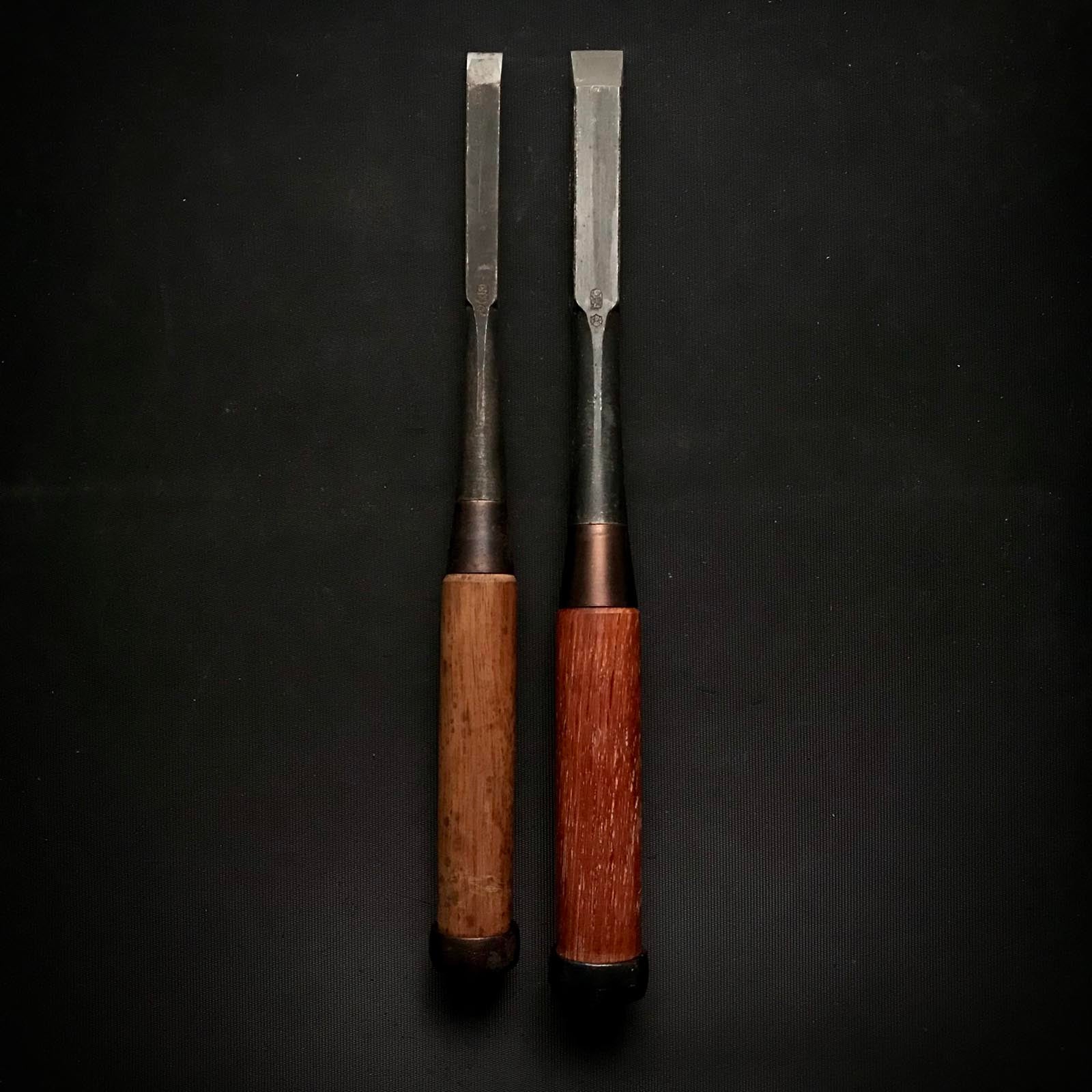Old stock Hiromasa Timber chisels by Hasegawa Fujisaku 掘出し物 長谷川藤作氏 弘正 叩鑿 12,18mm Tatakinomi