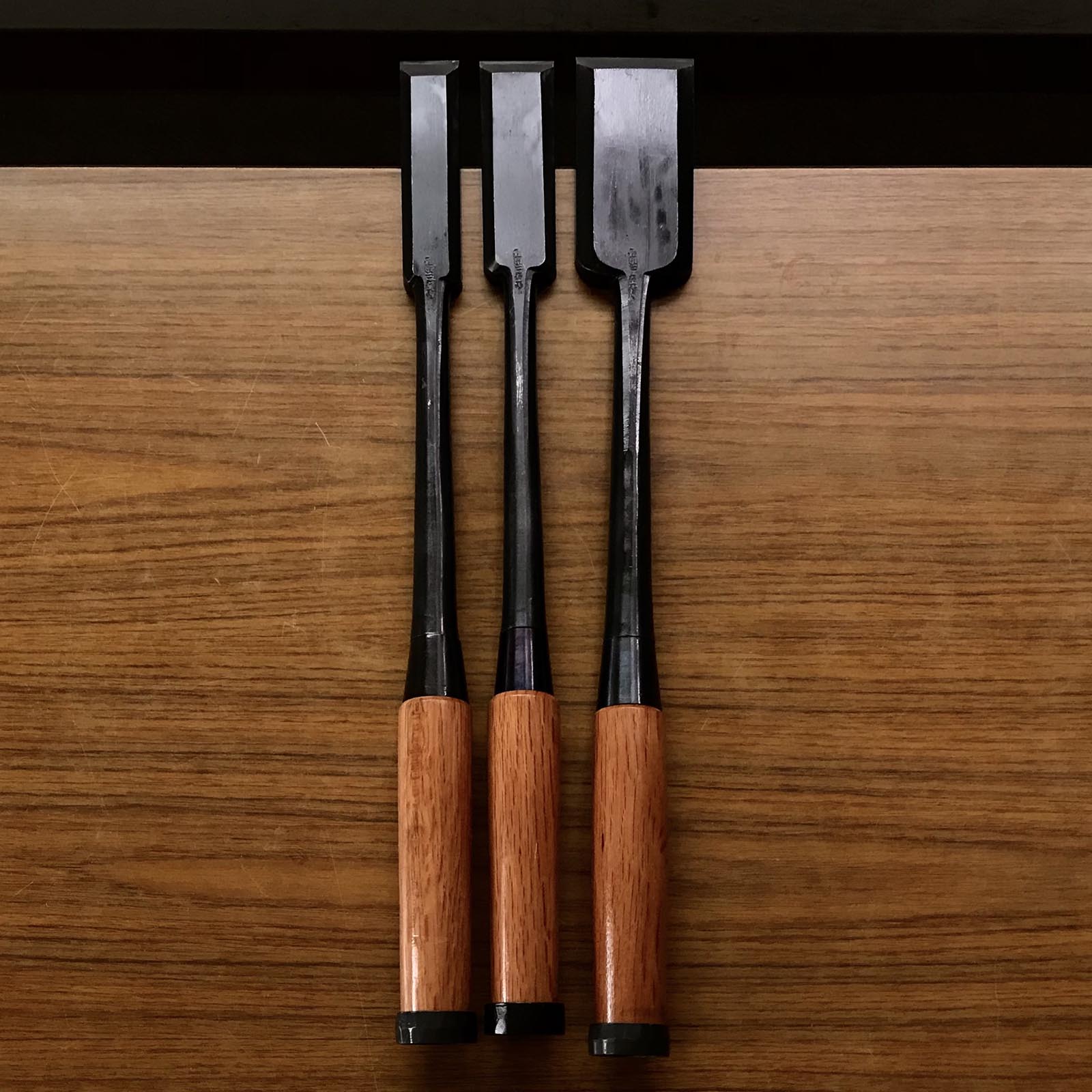 Fujihiro Slick Chisels Long type (Anayanomi) by Chuutarou Imai 今井忠太郎作 二治弘 穴屋鑿 長型 48,30,24mm