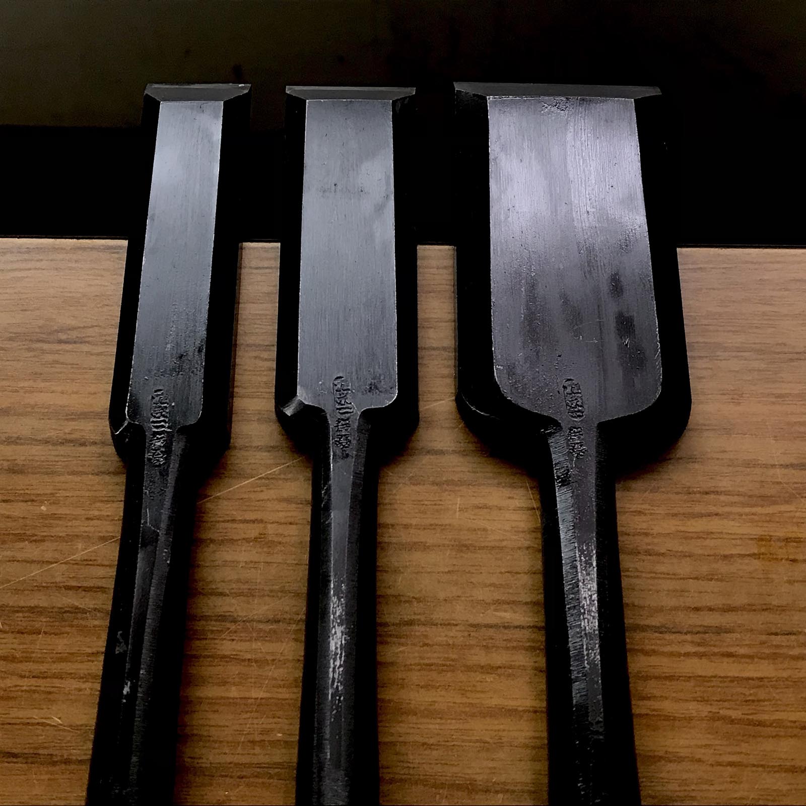 Fujihiro Slick Chisels Long type (Anayanomi) by Chuutarou Imai 今井忠太郎作 二治弘 穴屋鑿 長型 48,30,24mm