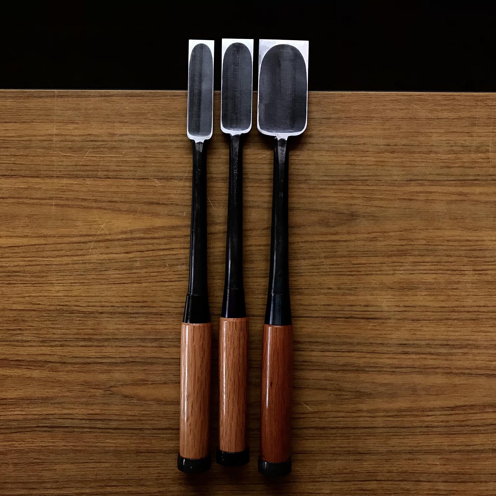 Fujihiro Slick Chisels Long type (Anayanomi) by Chuutarou Imai 今井忠太郎作 二治弘 穴屋鑿 長型 48,30,24mm