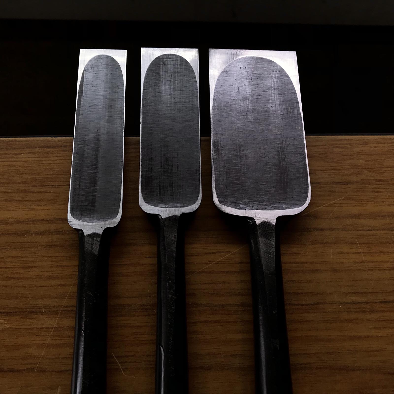 Fujihiro Slick Chisels Long type (Anayanomi) by Chuutarou Imai 今井忠太郎作 二治弘 穴屋鑿 長型 48,30,24mm