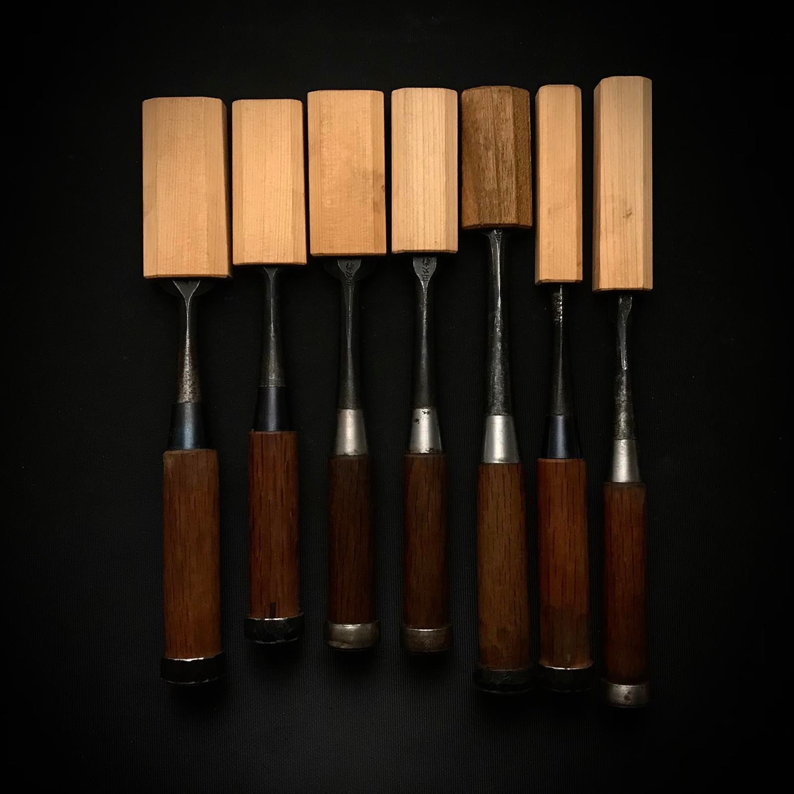 二代目左久作 特注 丸鑿 7本セット 鞘付