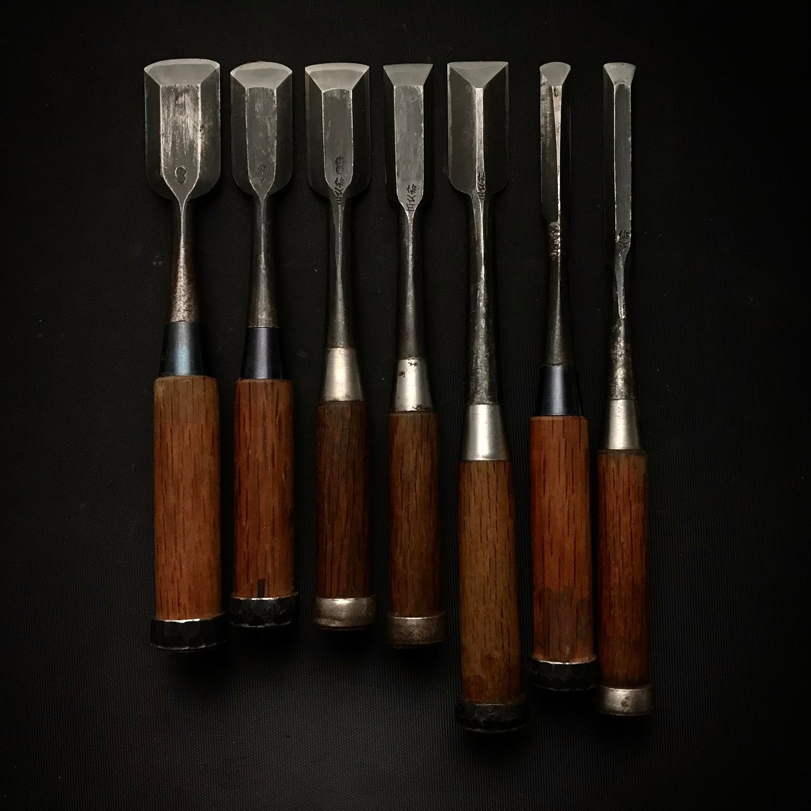 二代目左久作 特注 丸鑿 7本セット 鞘付