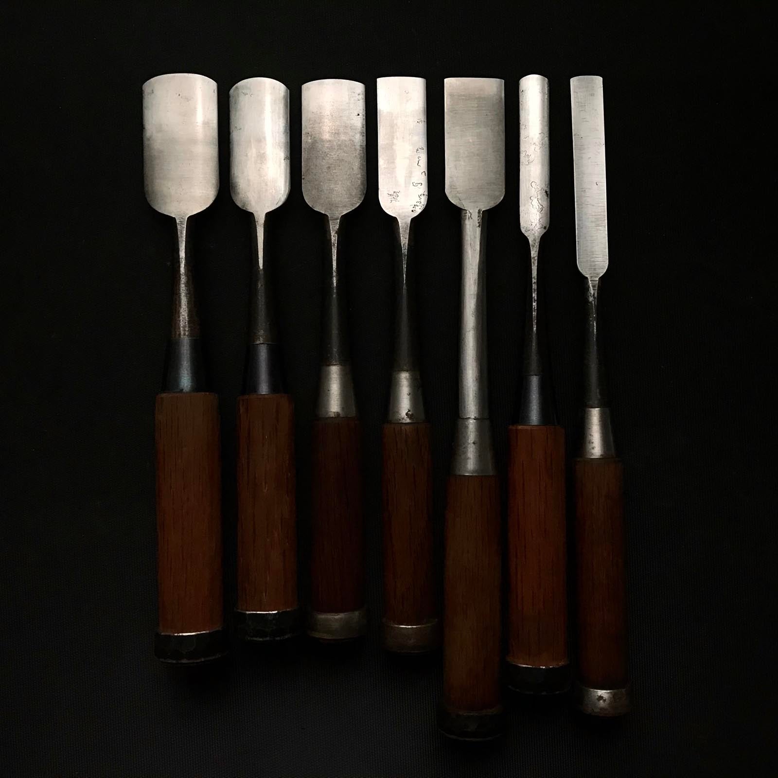 二代目左久作 特注 丸鑿 7本セット 鞘付