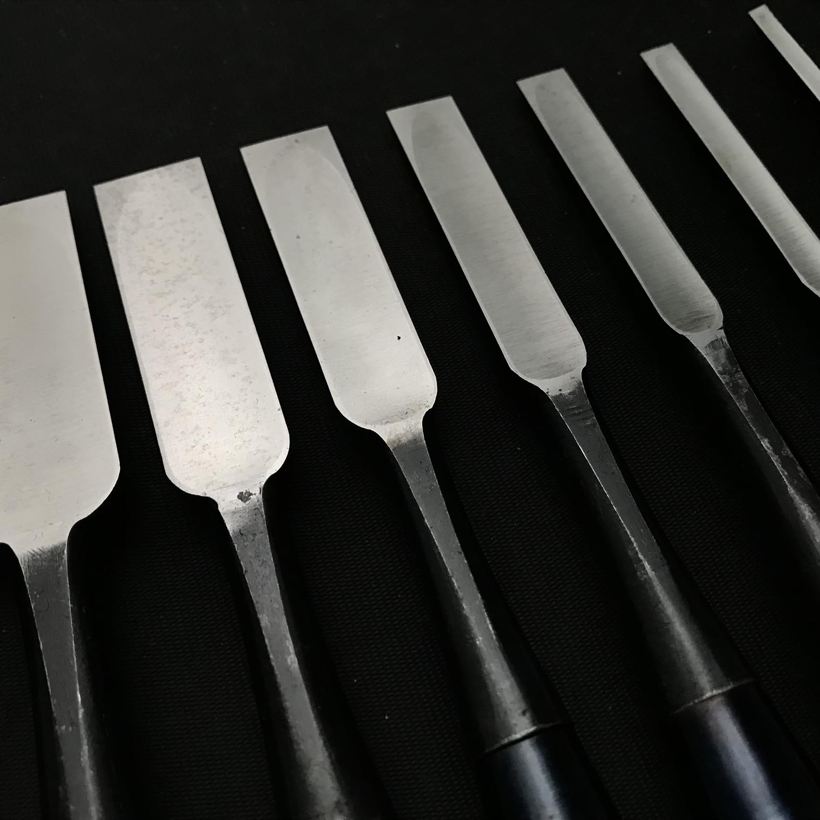 Old stock Shirasagi Bench chisels set 掘出し物 白鷺 追入鑿10本組 Oirenomi