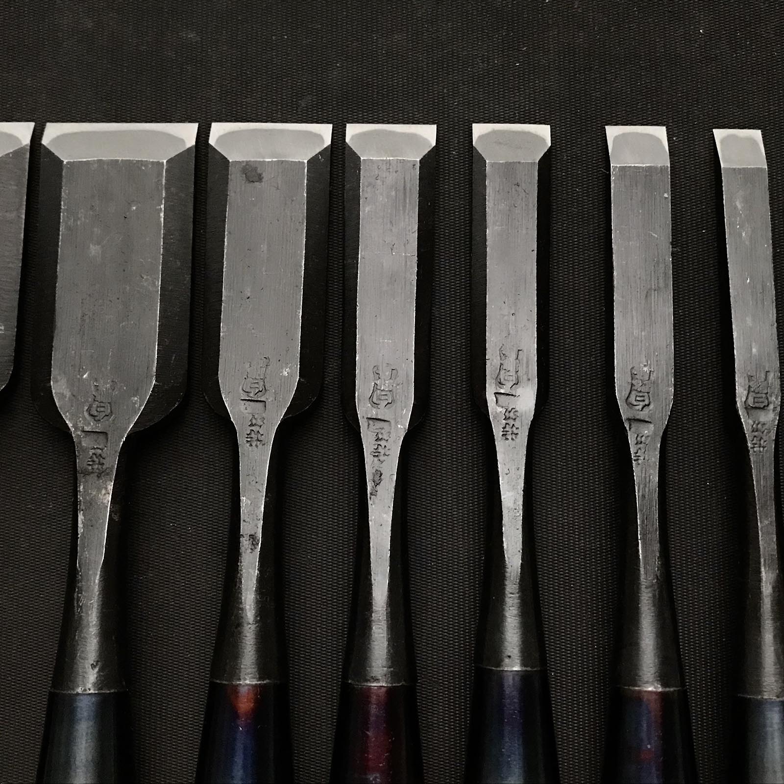 Old stock Shirasagi Bench chisels set 掘出し物 白鷺 追入鑿10本組 Oirenomi