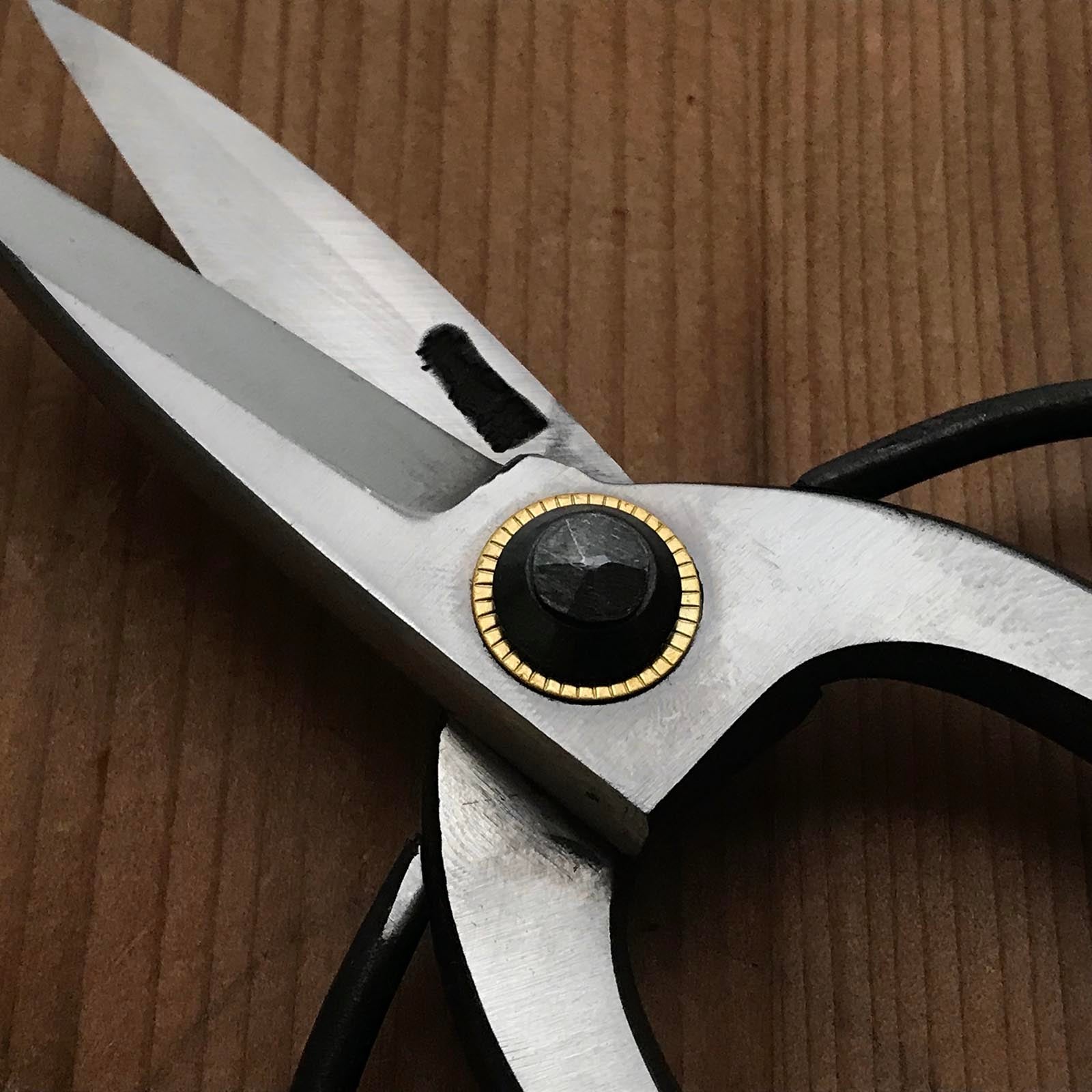 Old stock Hand made Okubo Shears By Kouetsu with blue steel 掘出し物 侊悦 大久保鋏 手作り 青紙鋼 190mm