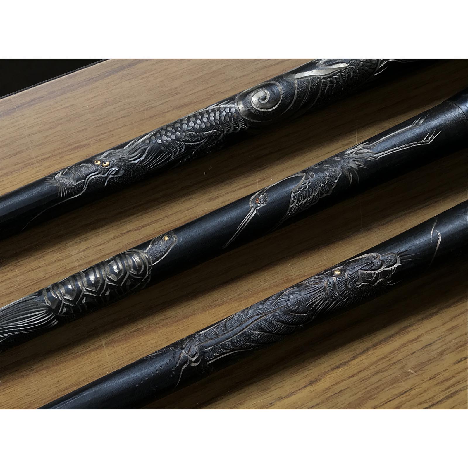 Kishokanemitsu Slick Chisels Set with hand made Triple ura 吉祥兼光 本突き組鑿 三つ裏 48mm 30mm 24mm
