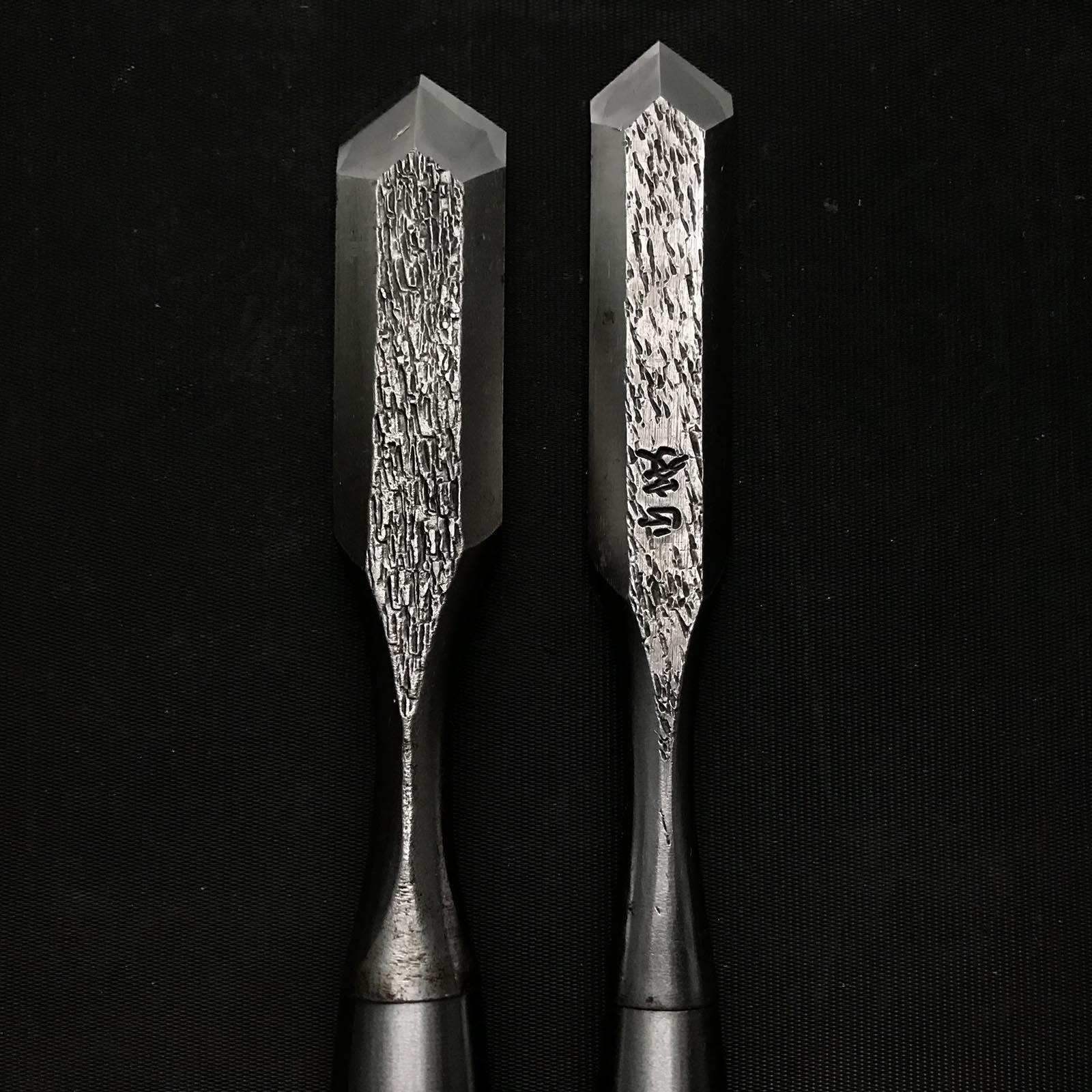 【古道具の流用】 三裏剣先式鑿 道具再利用 三つ裏 剣先鑿 48,42,36,24mm