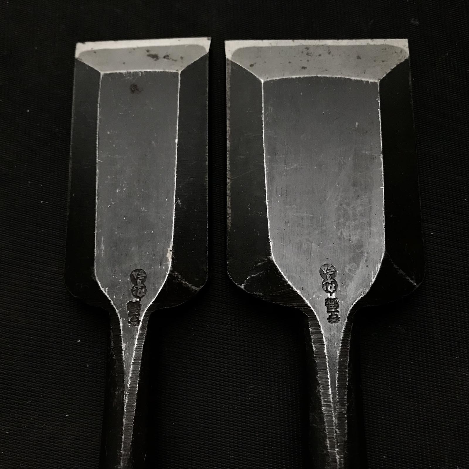 Old stock Kazuhiro Shorter Timber chisels by Endou Kazuo 掘出し物 遠藤一雄氏 かず弘 中叩鑿 36,48mm