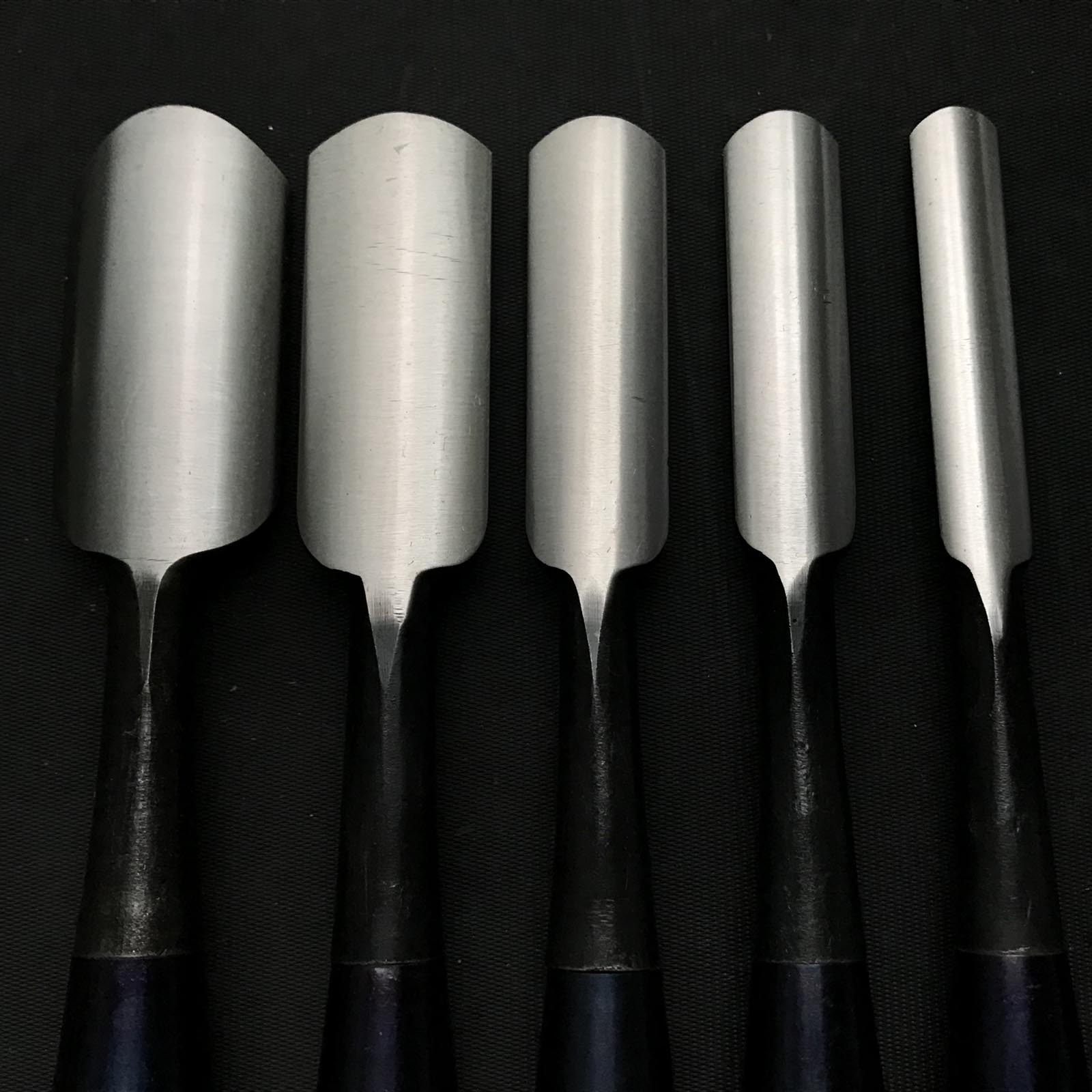 Toshikuni Soto maru chisels set with white steel 利國 外丸組鑿 5本組 Sotomarunomi