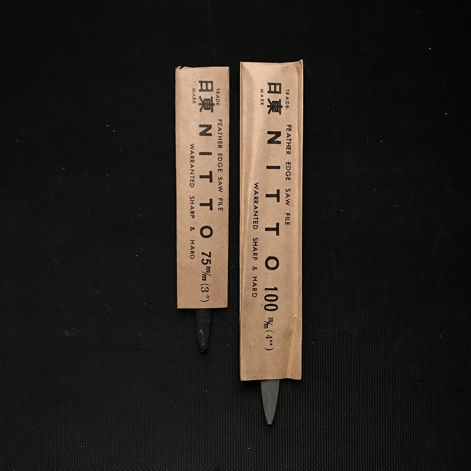 Old Stock NITTO file for Handsaw sharpening (Surikomi-Yasuri) 掘出し物 日東 すり込みヤスリ 75,100mm