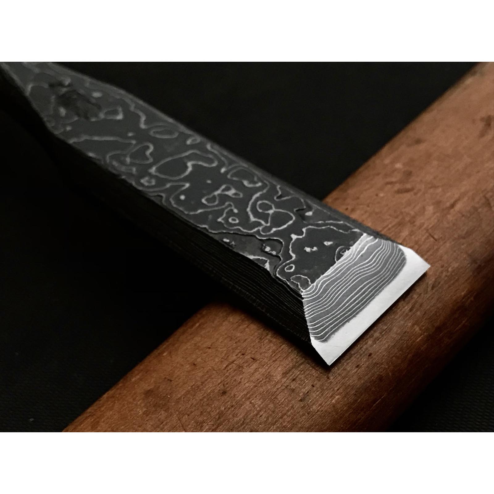 Tasai Mokume Special Bench chisels (Wakisashi Nomi) with leather bag 田斎作 木目 脇差し鑿 追入鑿 24mm 27mm