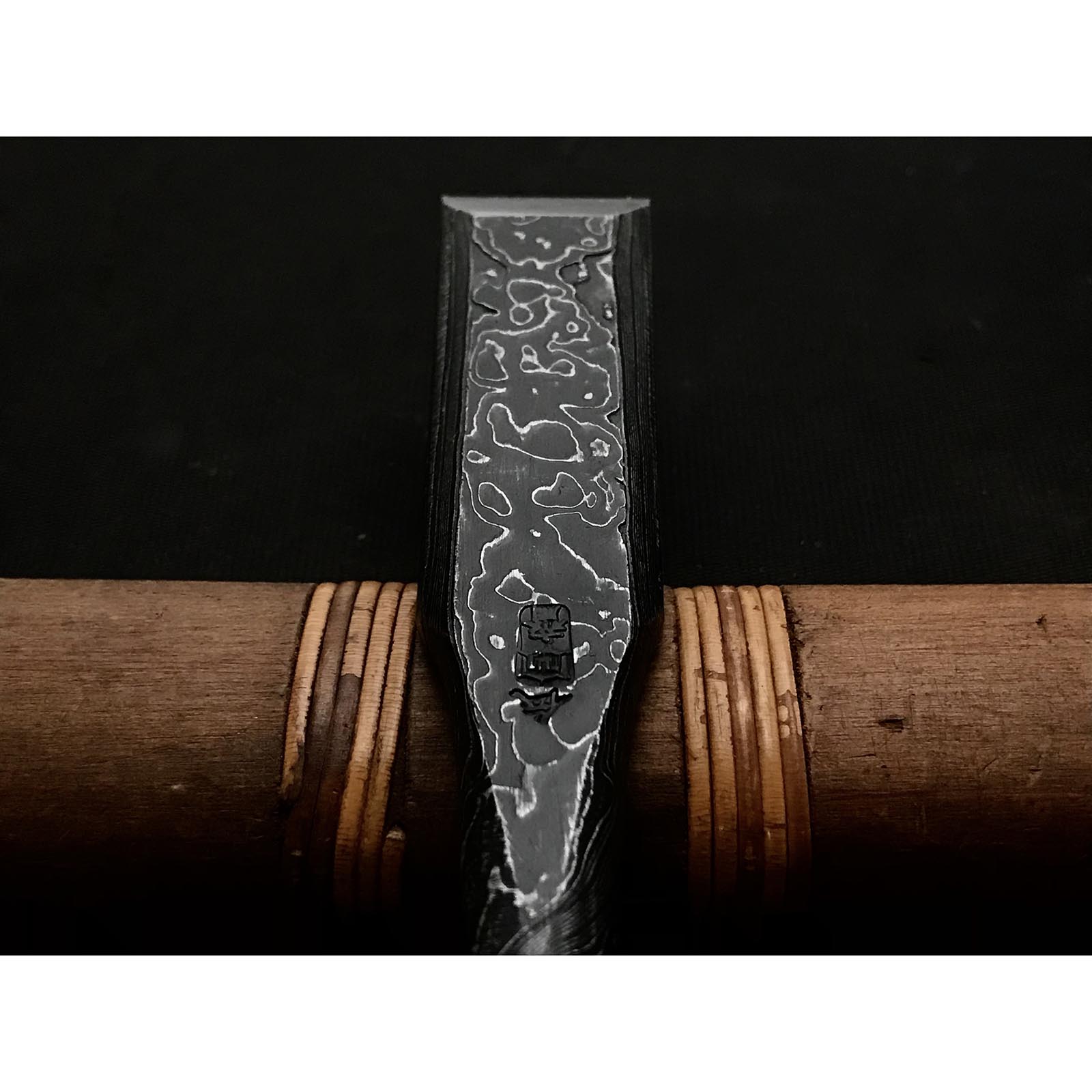 Tasai Mokume Special Bench chisels (Wakisashi Nomi) with leather bag 田斎作 木目 脇差し鑿 追入鑿 24mm 27mm