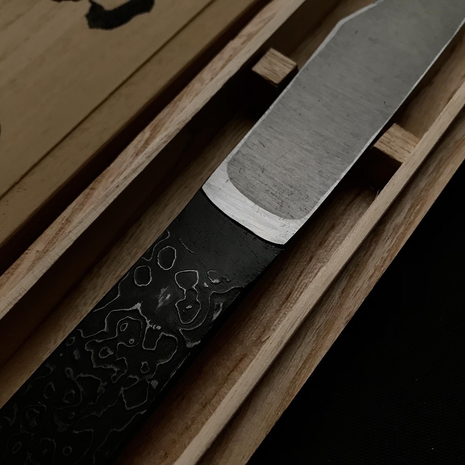 Tasai Mokume Kiridashi Right hand 田斎作 切出し小刀 天杢模様 右 21mm