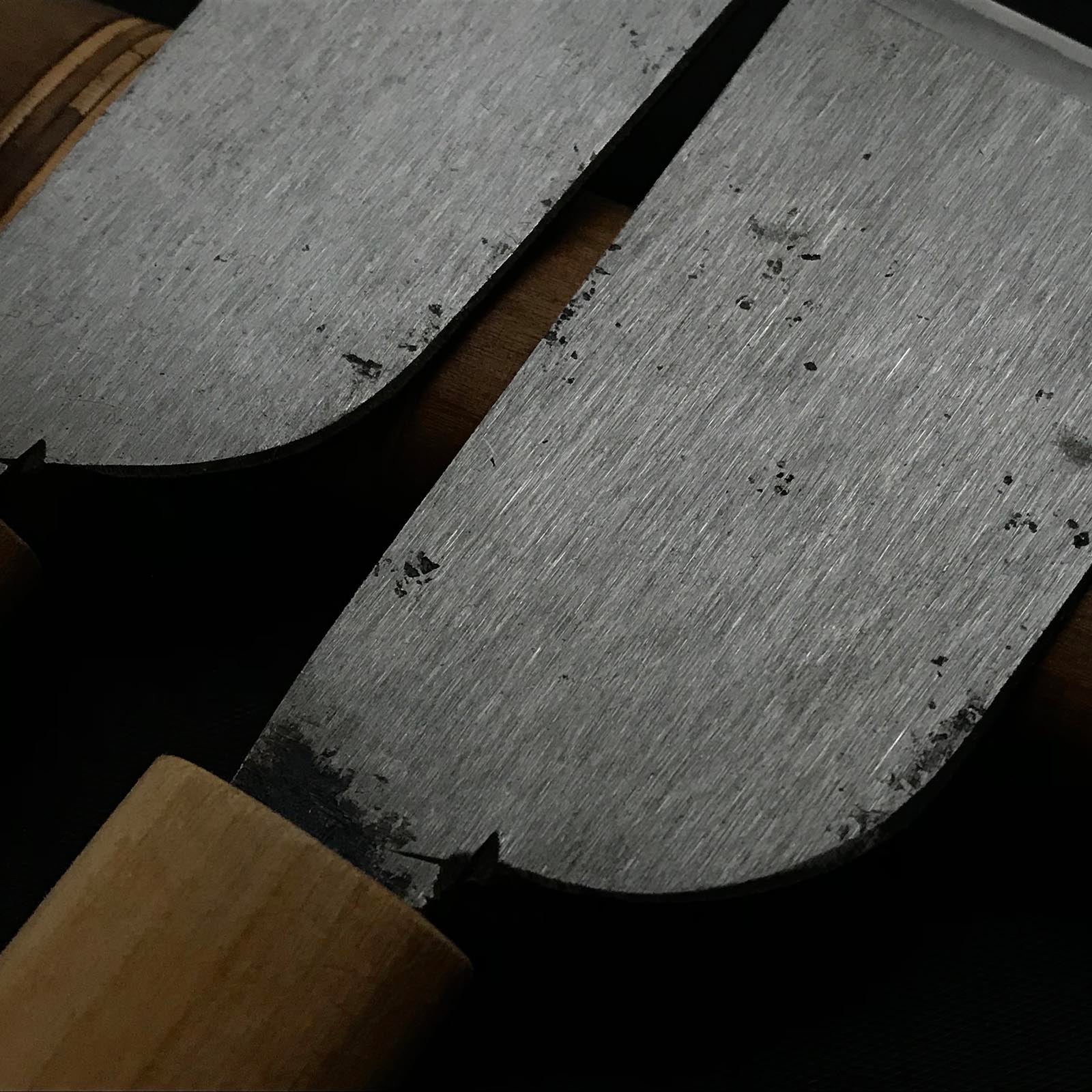 Old stock Hidetsugu Hand Made Leather tools with blue steel 掘出し物 東京 秀次 革包丁