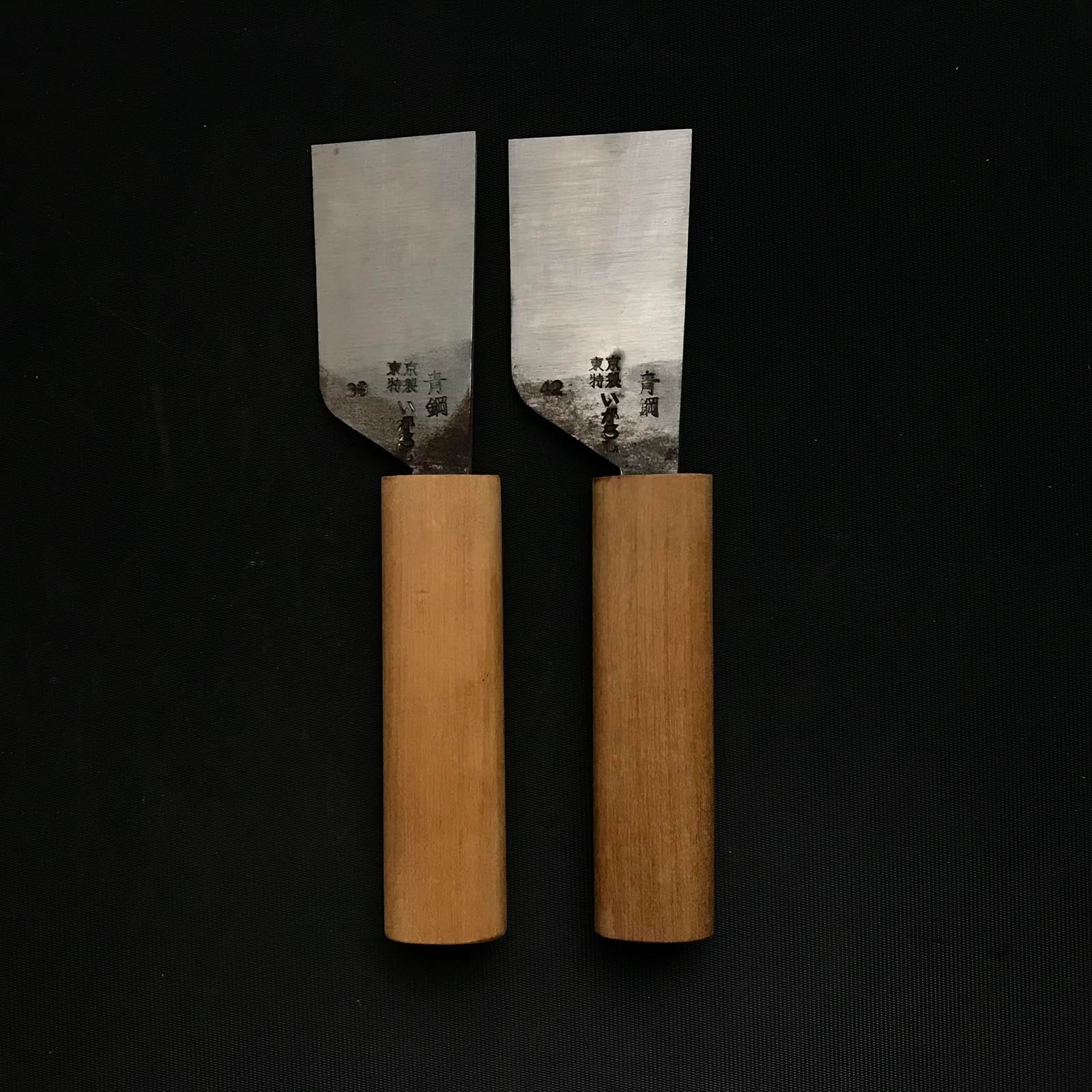 Old stock Igarashi Hand Made Leather tools with blue steel 掘出し物 いがらし 革包丁 青紙鋼 42,36mm
