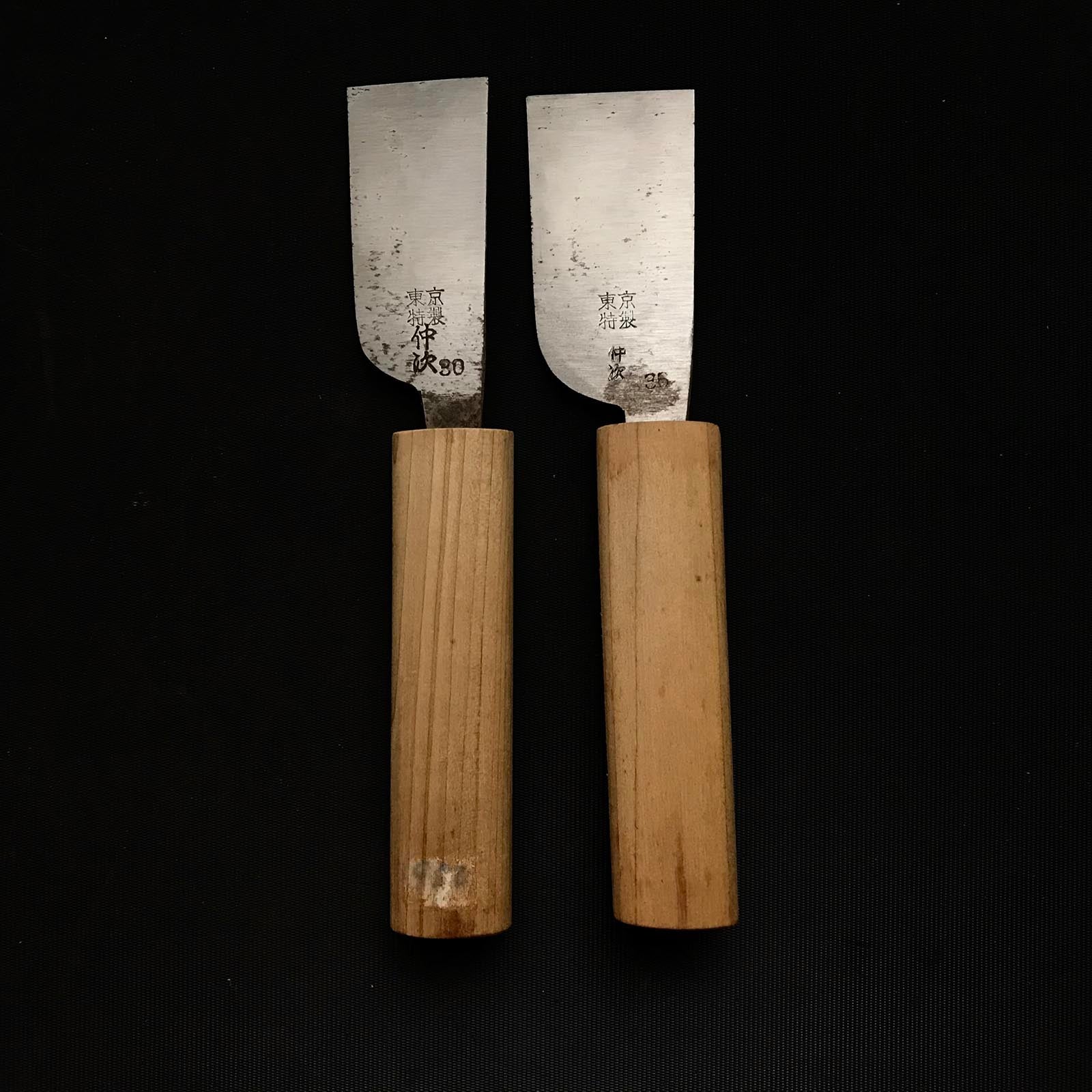 Old stock Nakatsugu Hand Made Leather tools 掘出し物 仲次 革包丁 30,36mm