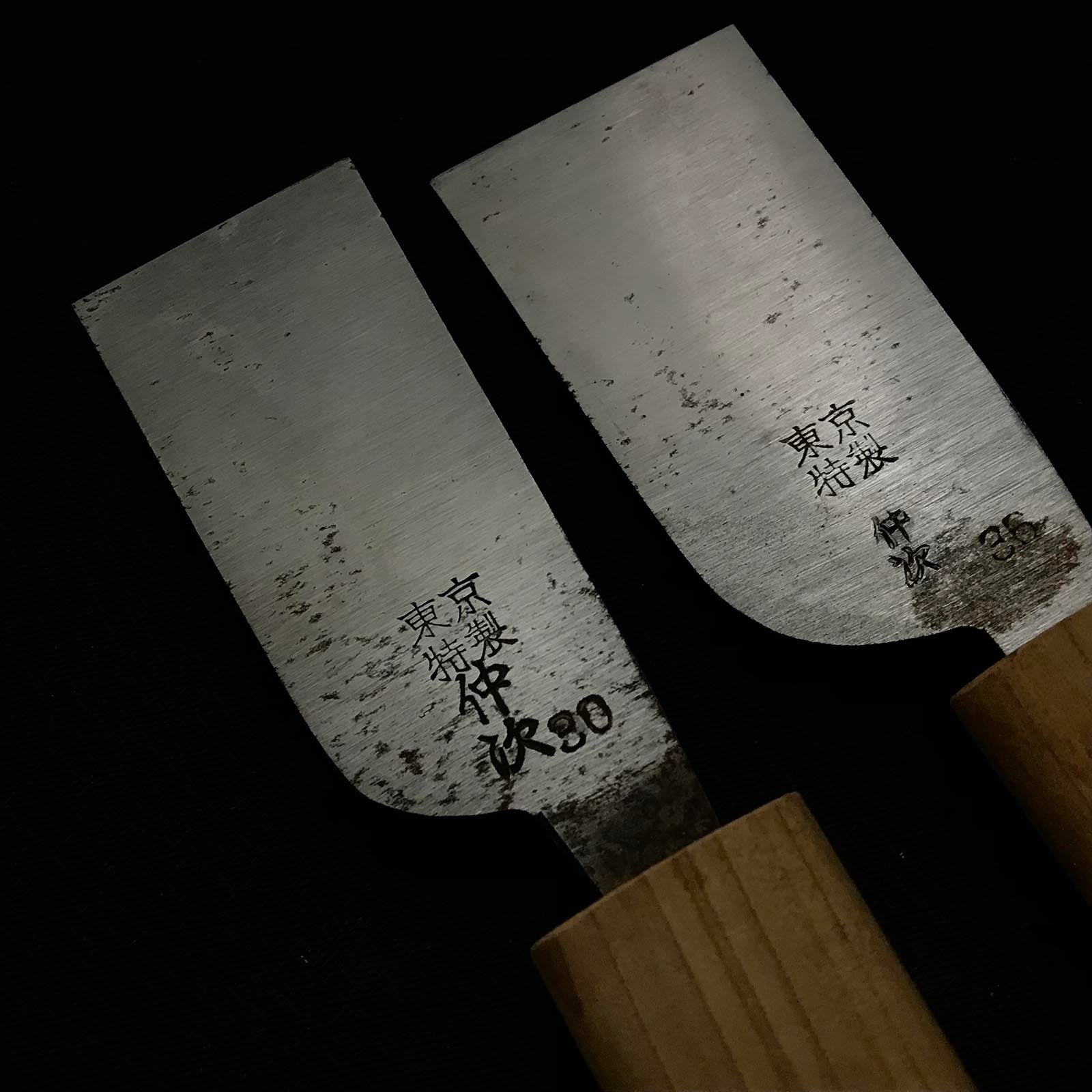 Old stock Nakatsugu Hand Made Leather tools 掘出し物 仲次 革包丁 30,36mm