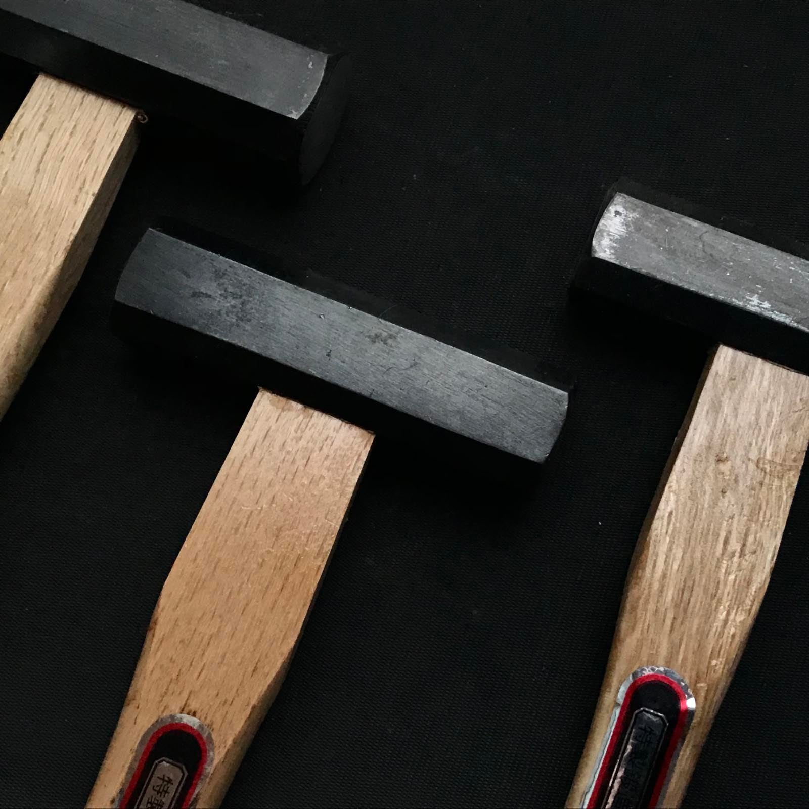 Old stock for beginner Yamanaka Octagon Hammers Blacksmith finish with handle  掘出し物 ヤマ中 八角玄翁 柄付 黒仕上