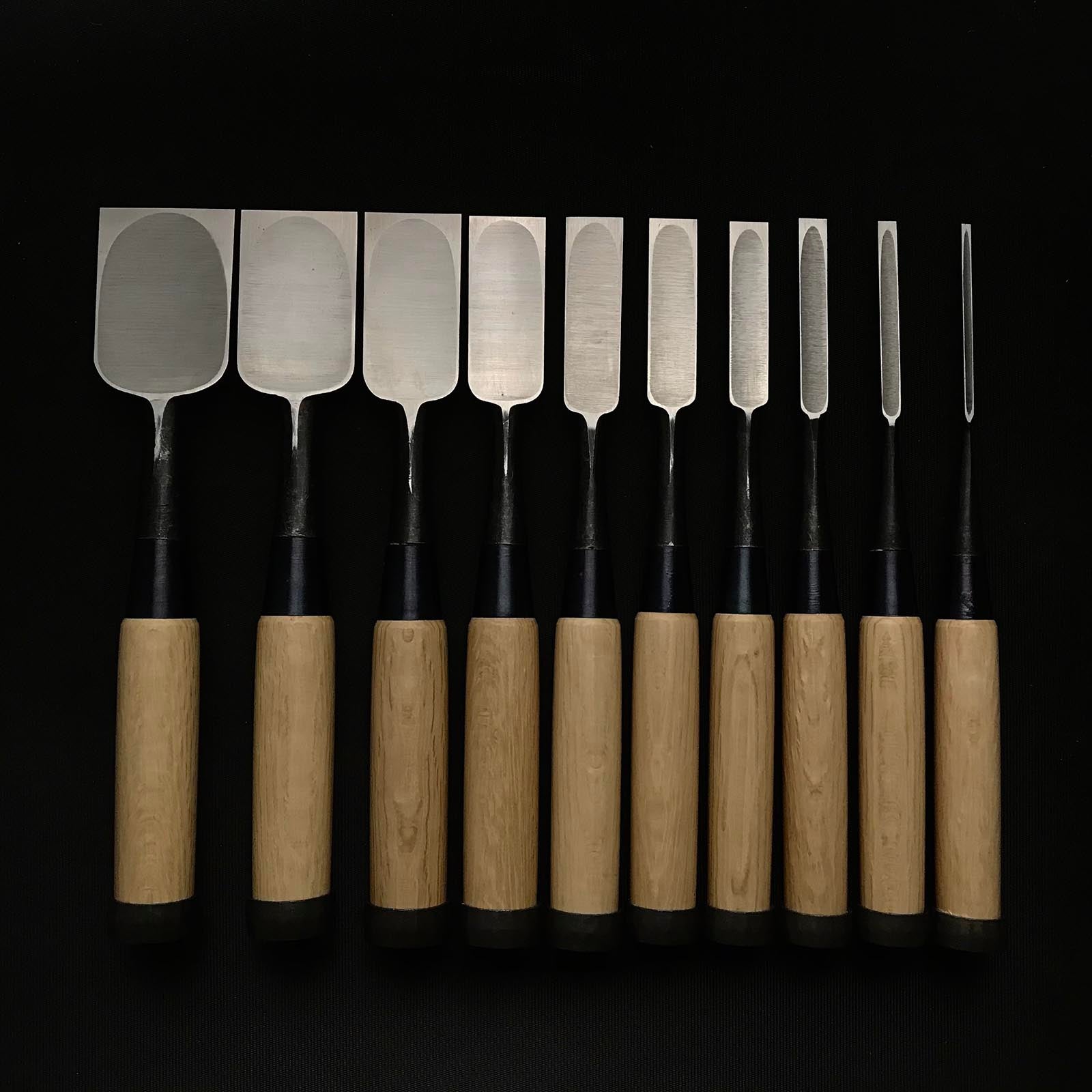 Ouchi Bench chisels set by Ouchi 4th generation 四代目大内俊明作 宗家大内 追入組鑿 Oirenomi