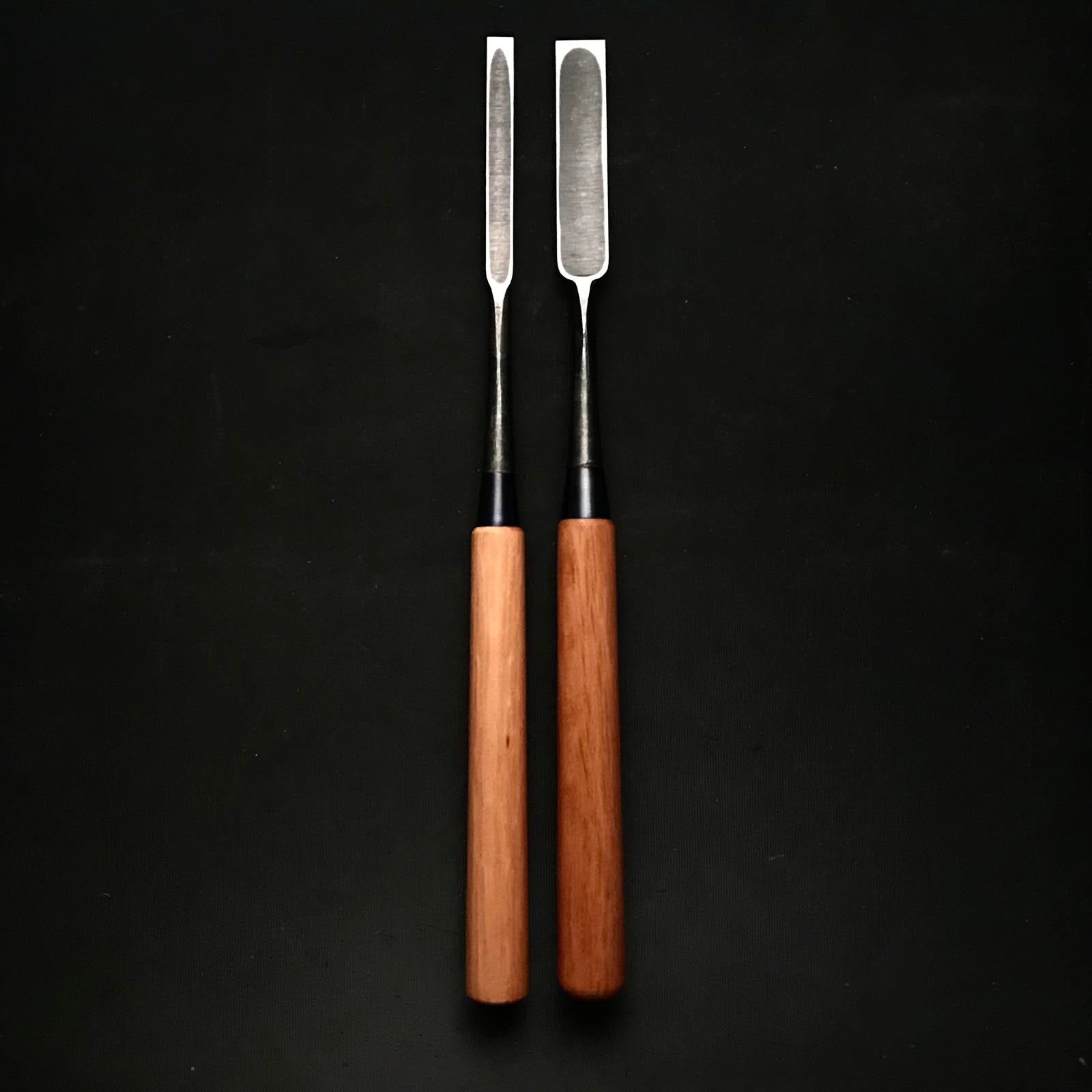 Old stock Kanehiro Paring chisels (Usunomi) with white steel 掘出し物 兼弘 角打薄鑿 9,18mm