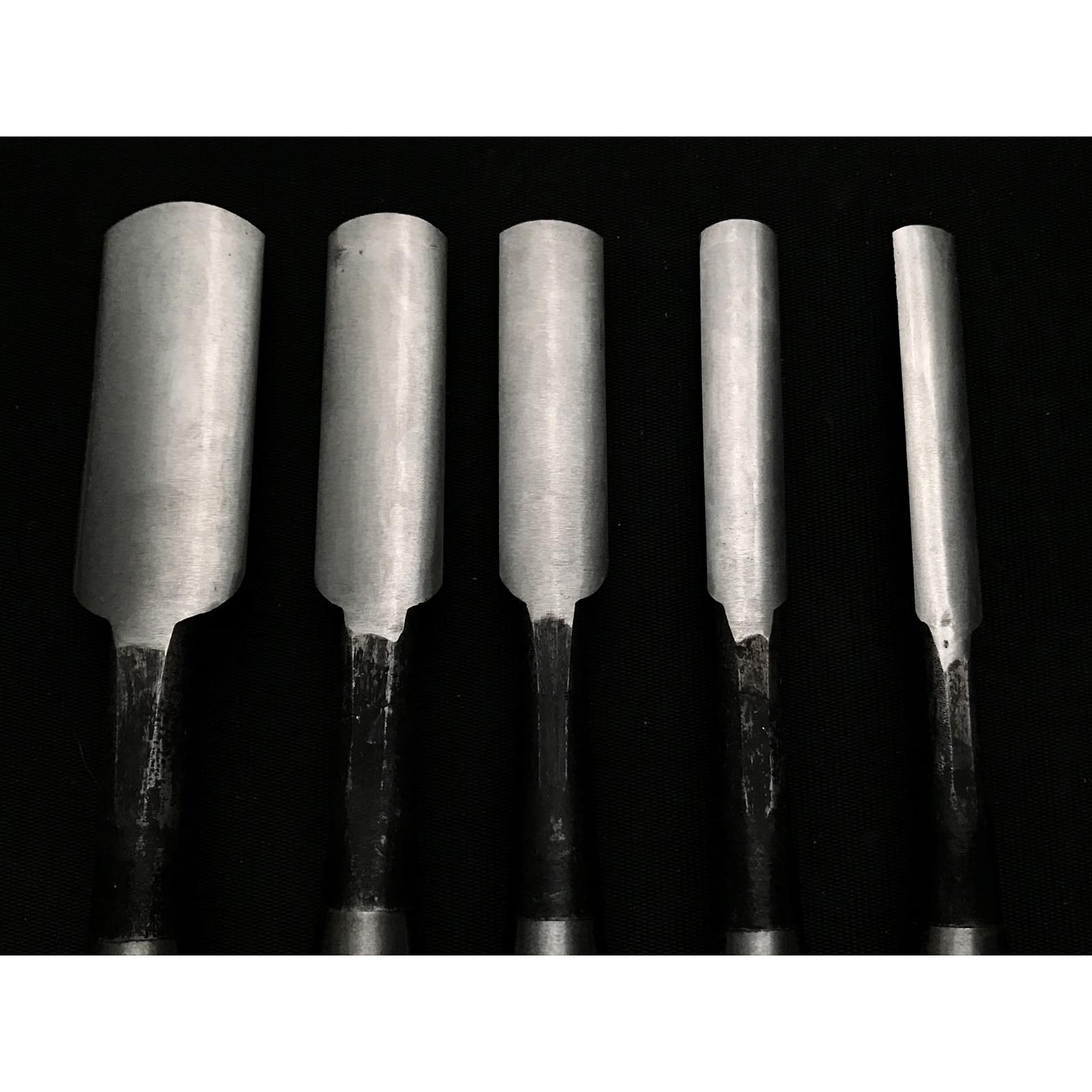 Old stock Yamahiro Soto maru chisels set by Okayama Takeshi 掘出し物 岡山猛作 山弘 外丸鑿5本組 Sotomarunomi