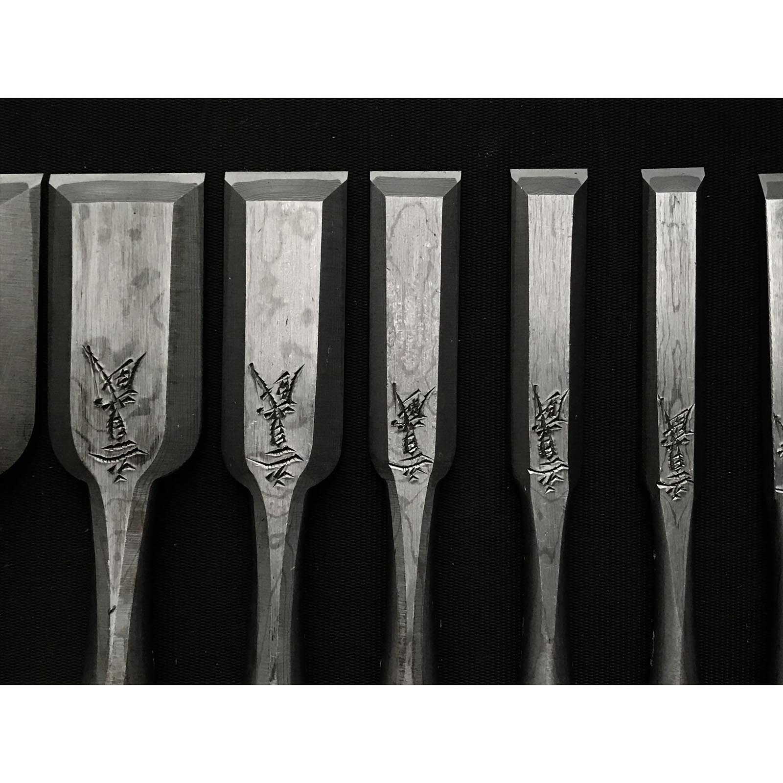 五百蔵作 木目追入組鑿 紫檀柄 Ioroi Mokume Bench chisels set (Oirenomi)